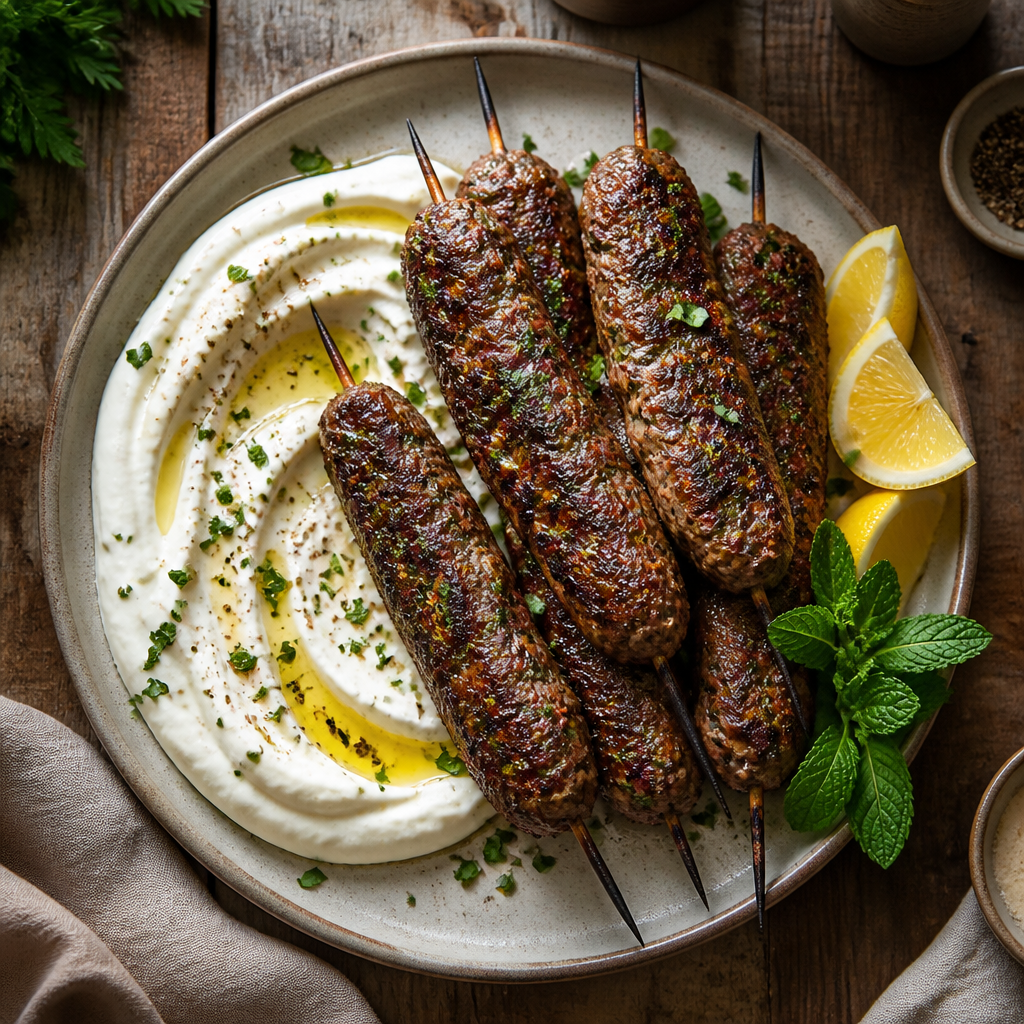 Grilled Lamb Kofta With Garlic Labneh