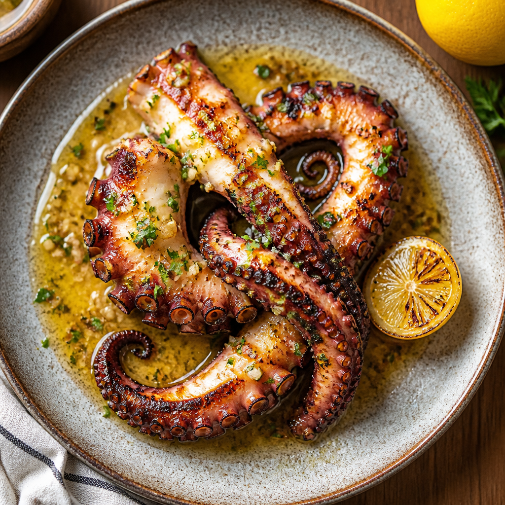 Grilled Octopus With Lemon Garlic Butter