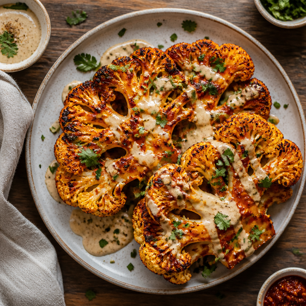 Honey-Roasted Harissa Cauliflower Steaks