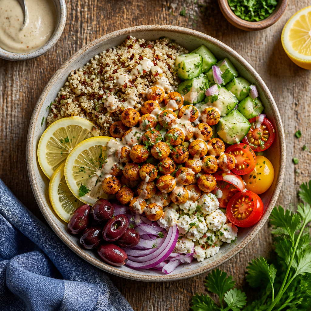 Lemon-Herb Roasted Chickpea & Quinoa Bowls