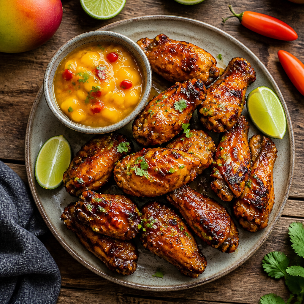 Mango Habanero Glazed Chicken Wings