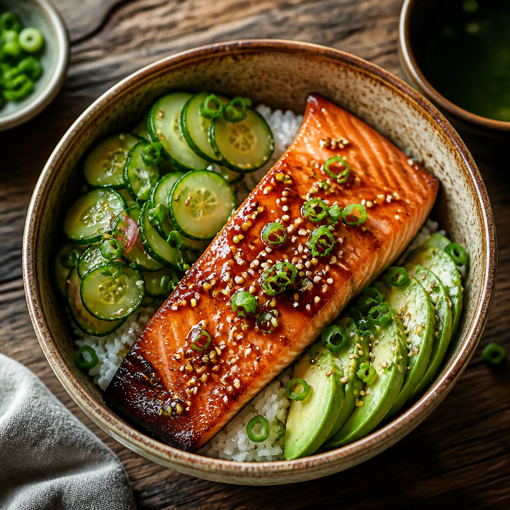 Miso-Glazed Roasted Salmon Donburi