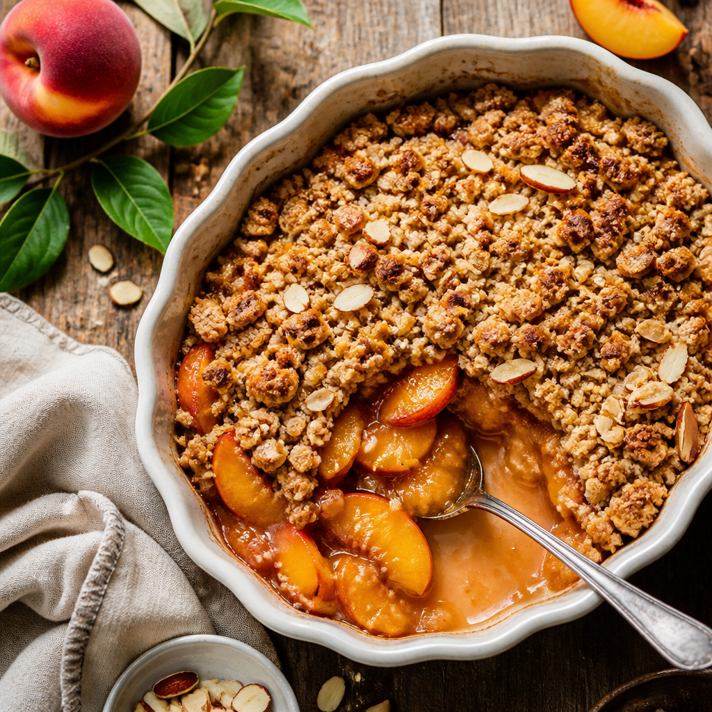 Peach Crisp With Spiced Almond Crumble