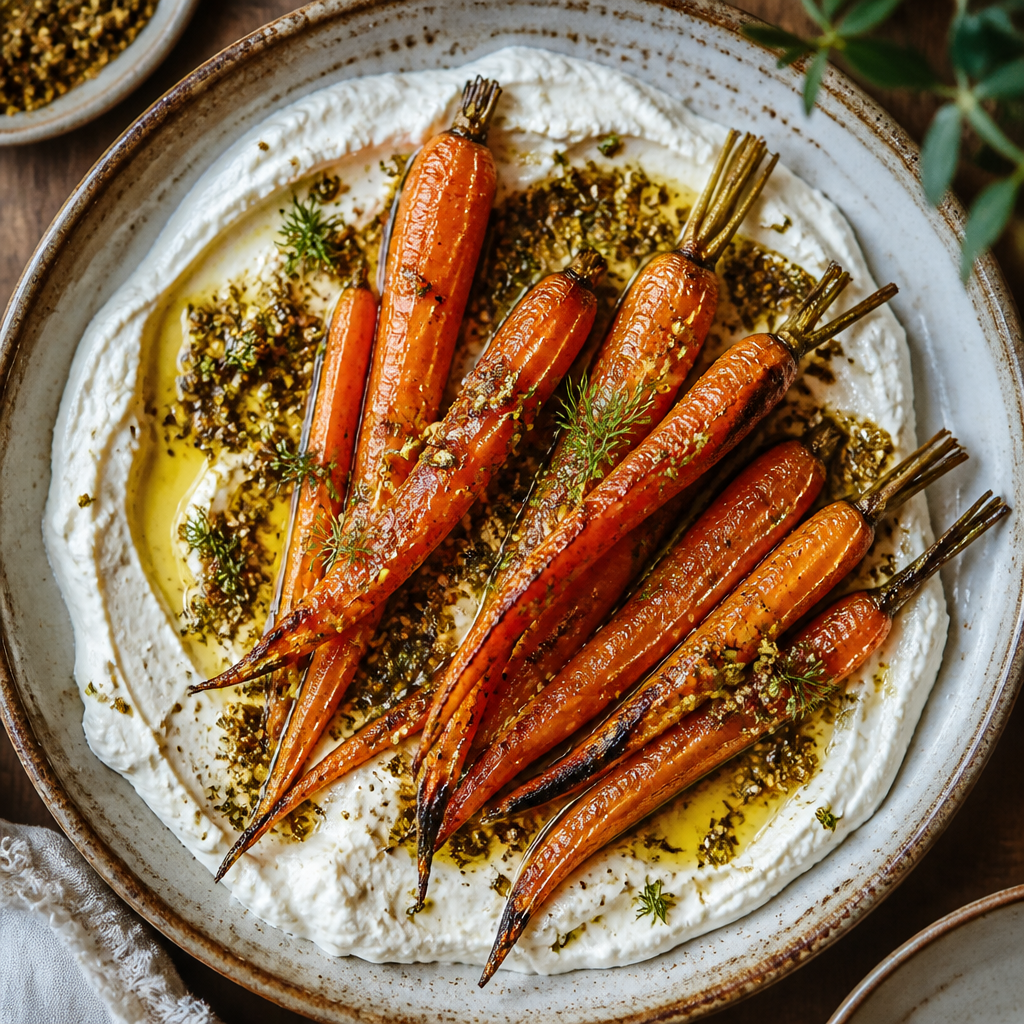 Roasted Carrots with Whipped Feta and Za'atar Oil