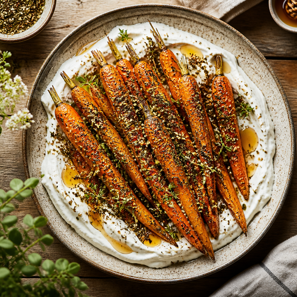 Roasted Carrots with Whipped Labneh and Za'atar