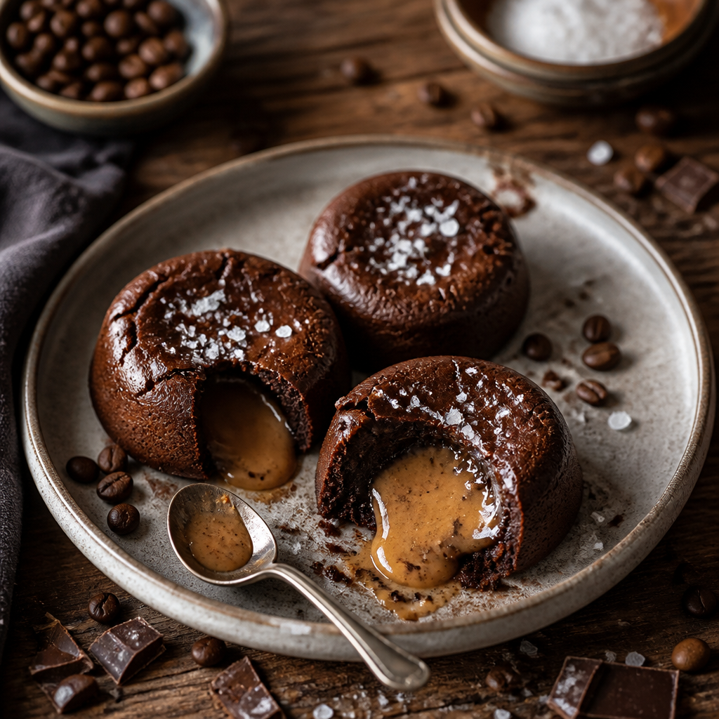 Salted Toffee Espresso Lava Cakes