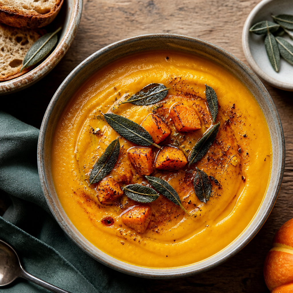 Smoky Roasted Butternut Squash and Sage Soup