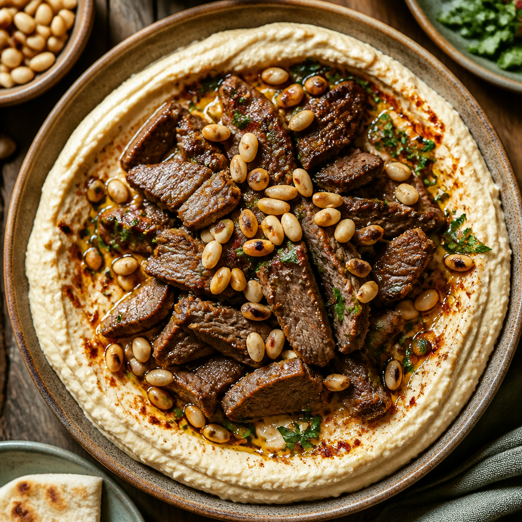 Spiced Lamb Hummus Kawarma