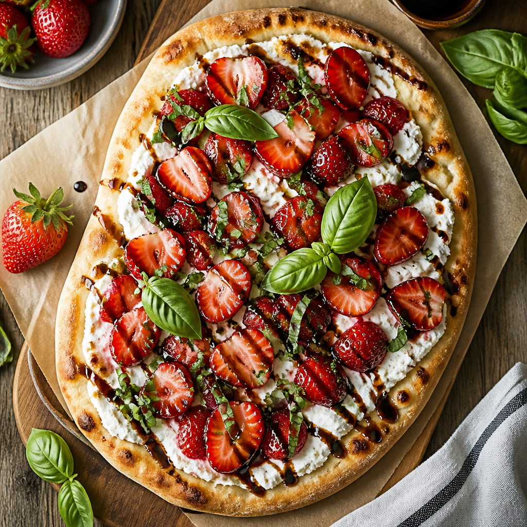 Strawberry Balsamic Basil Flatbread