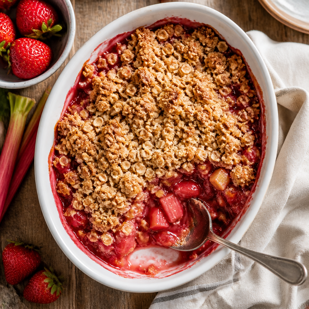 Strawberry Rhubarb Crisp With Oat Crumble