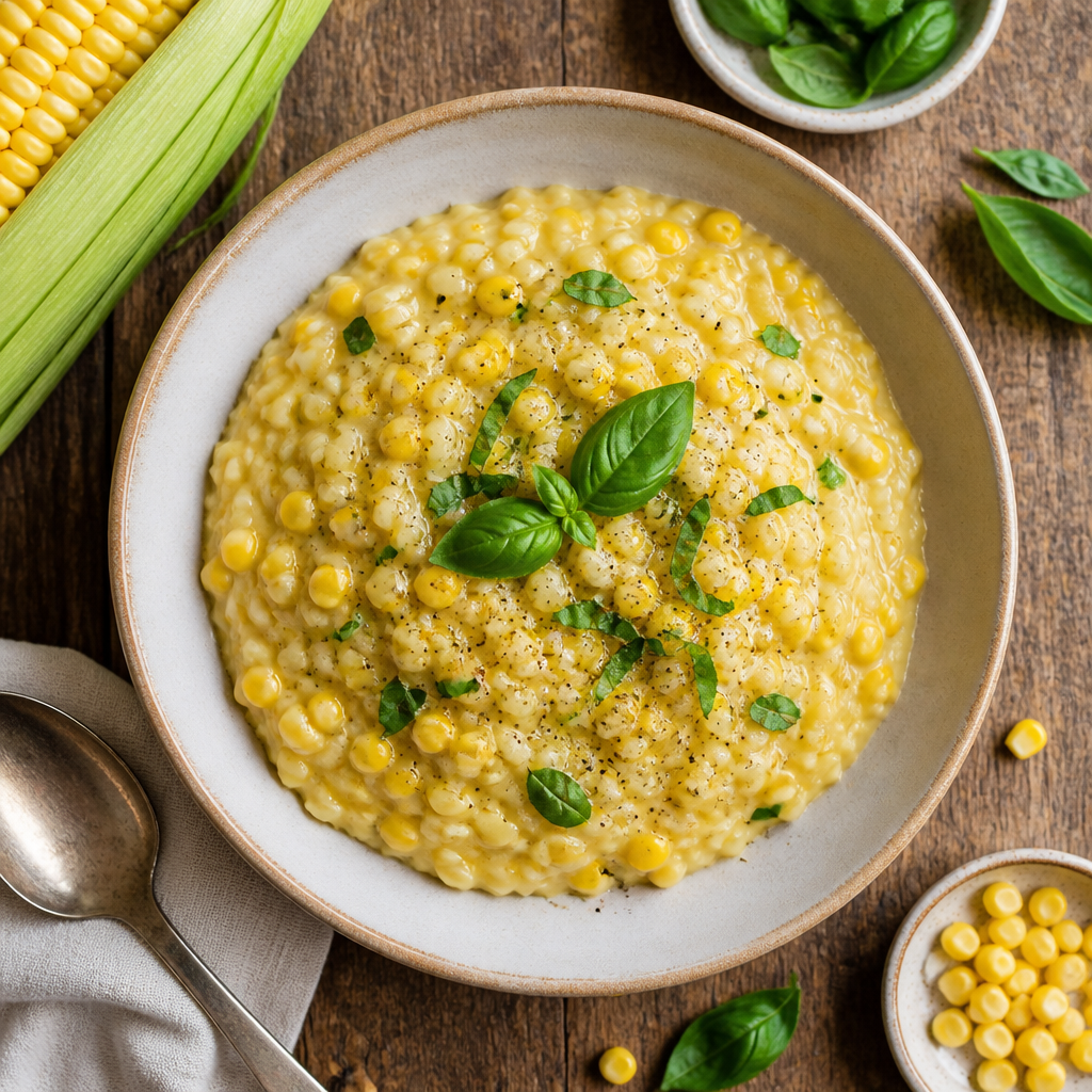 Sweet Corn Risotto With Fresh Basil