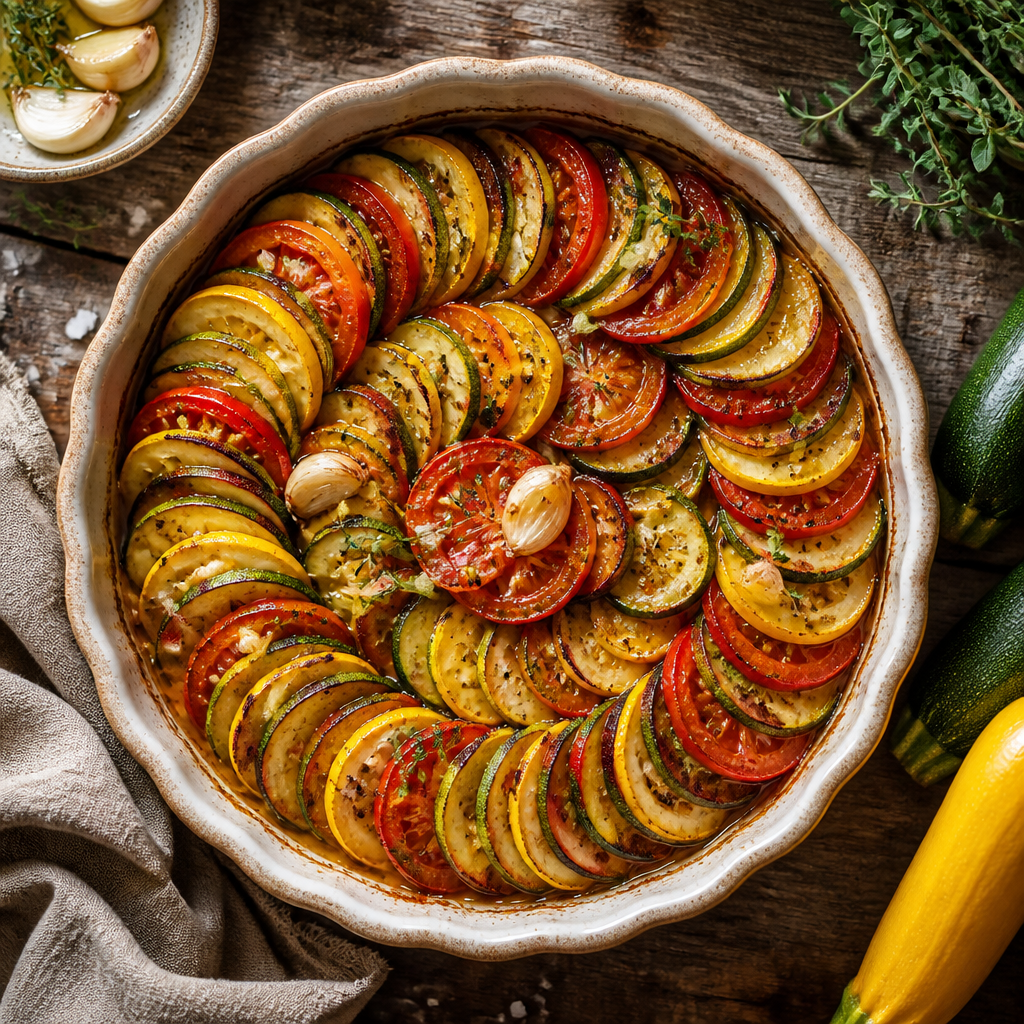 Tian Of Summer Vegetables With Garlic Confit