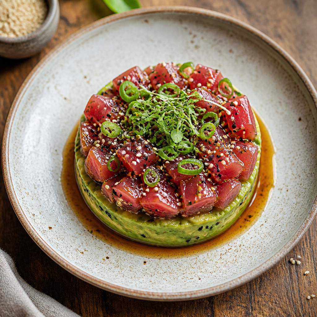 Tuna Tartare With Sesame Avocado Base