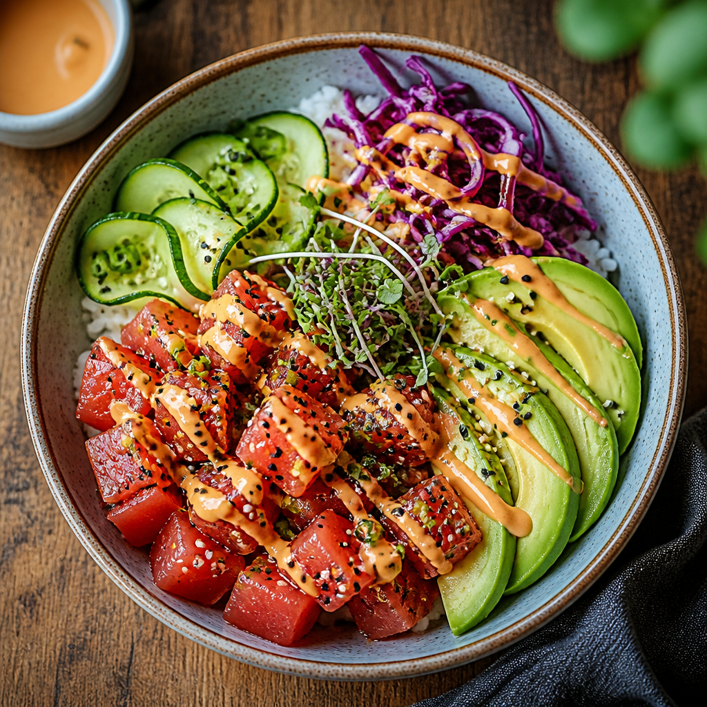 Watermelon Poke Bowl With Spicy Mayo