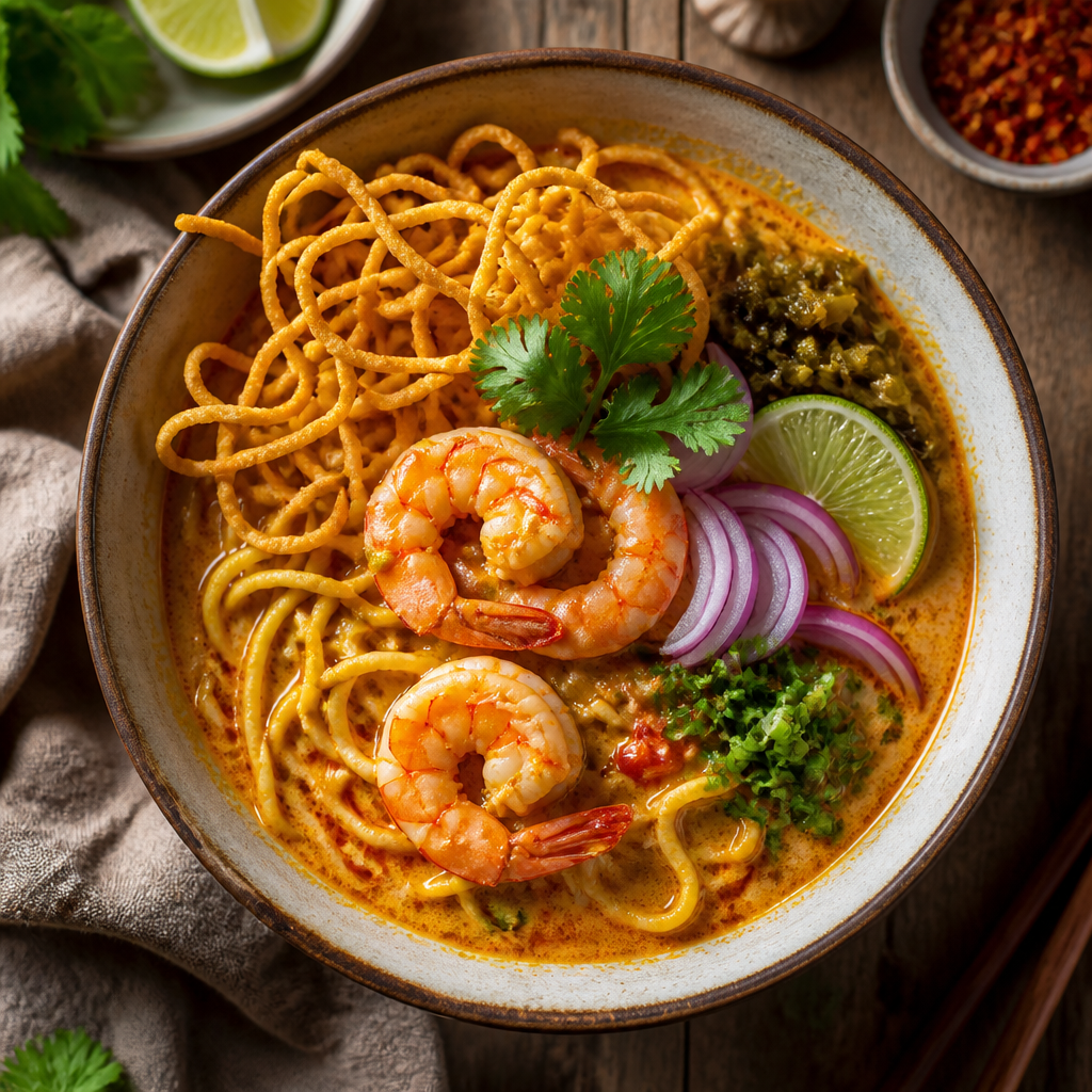 Zesty Khao Soi Style Shrimp Noodles