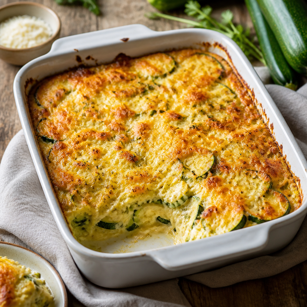 Zucchini Casserole With Three Cheese Crust