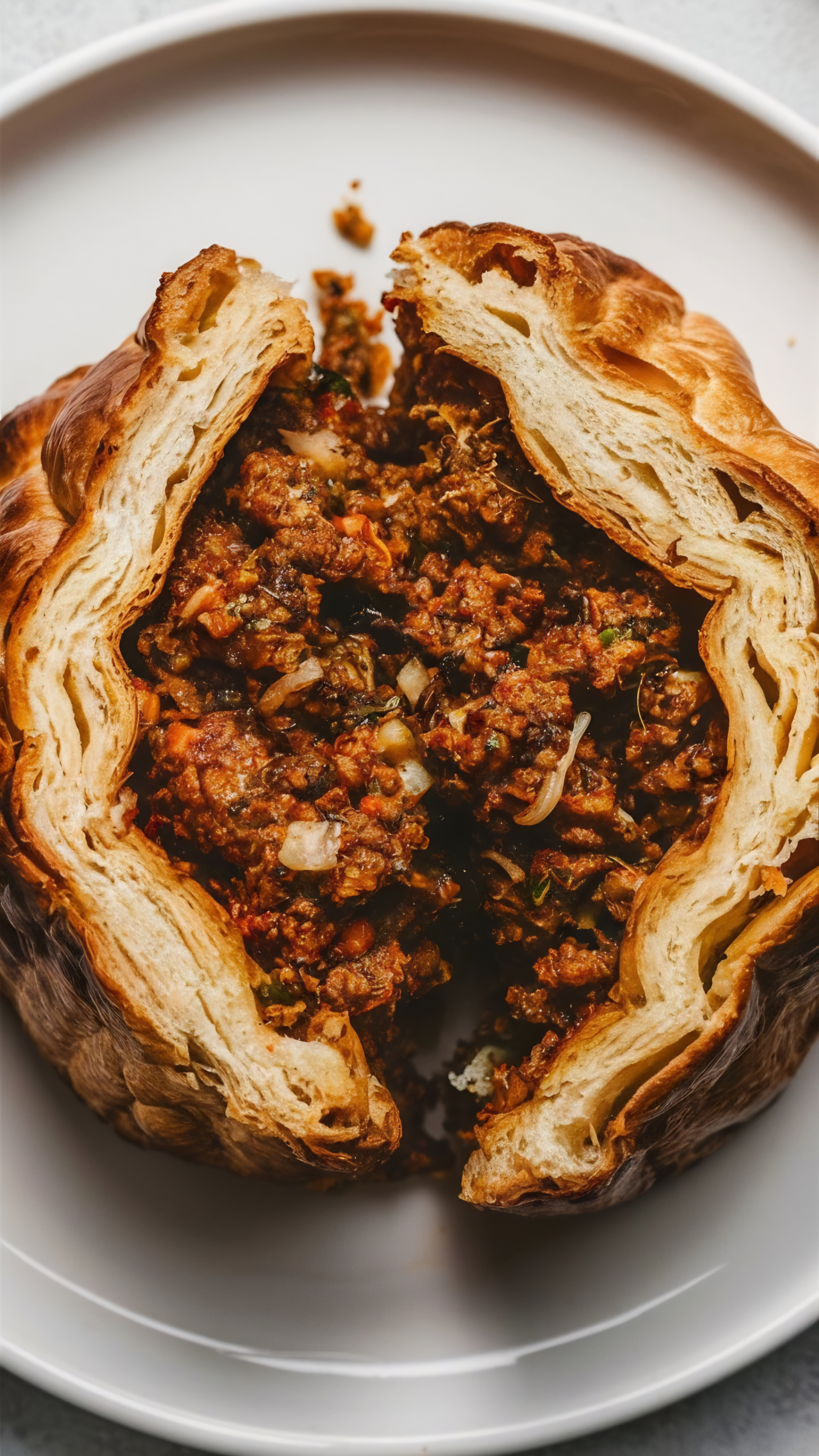 Overhead flat-lay of all ingredients for Georgian Kharcho Lamb Pie with Walnut Crust laid out on a kitchen surface.