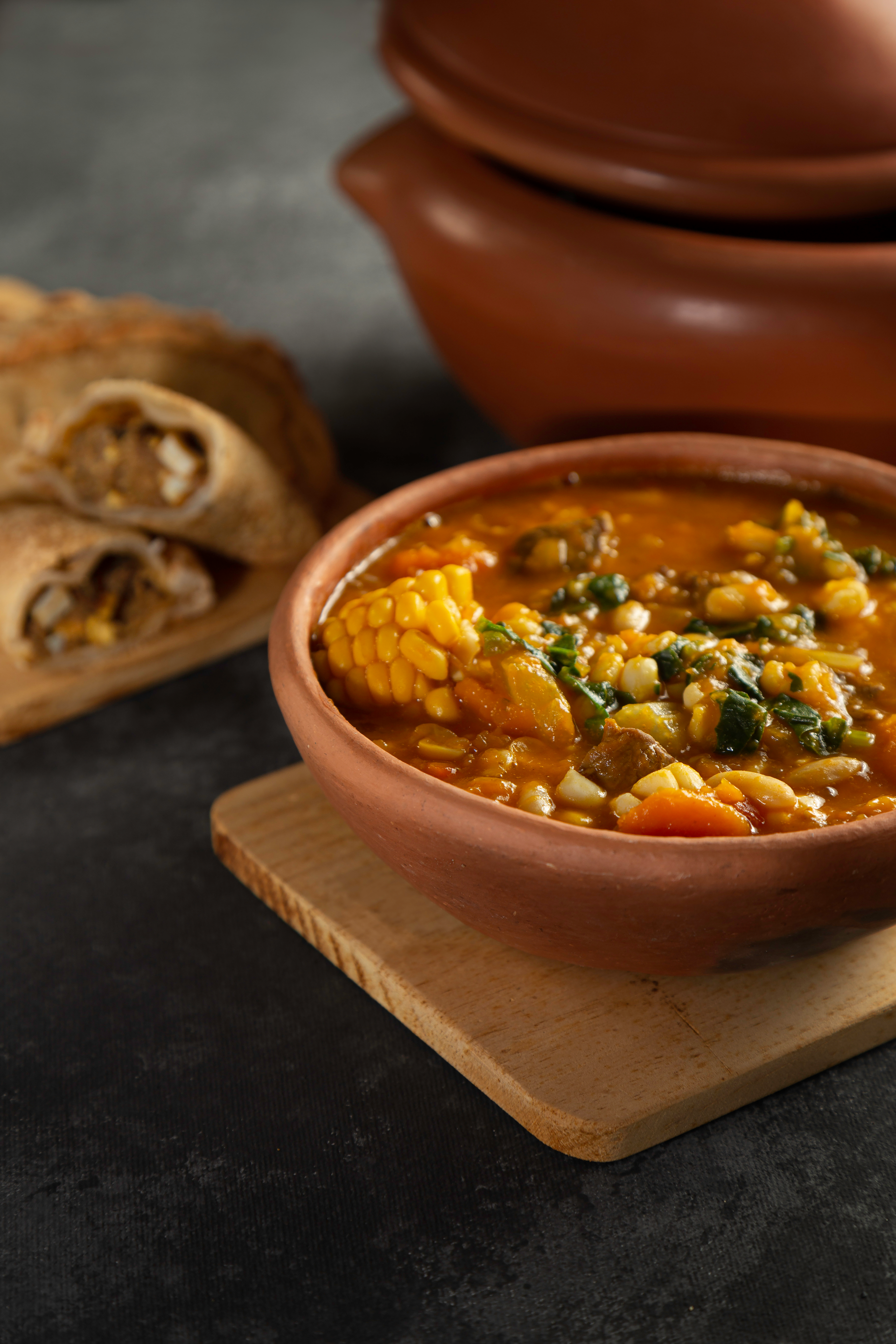 Ginger-Infused Mauritian Curry with Lentil Dumplings — Main Course served and photographed from above