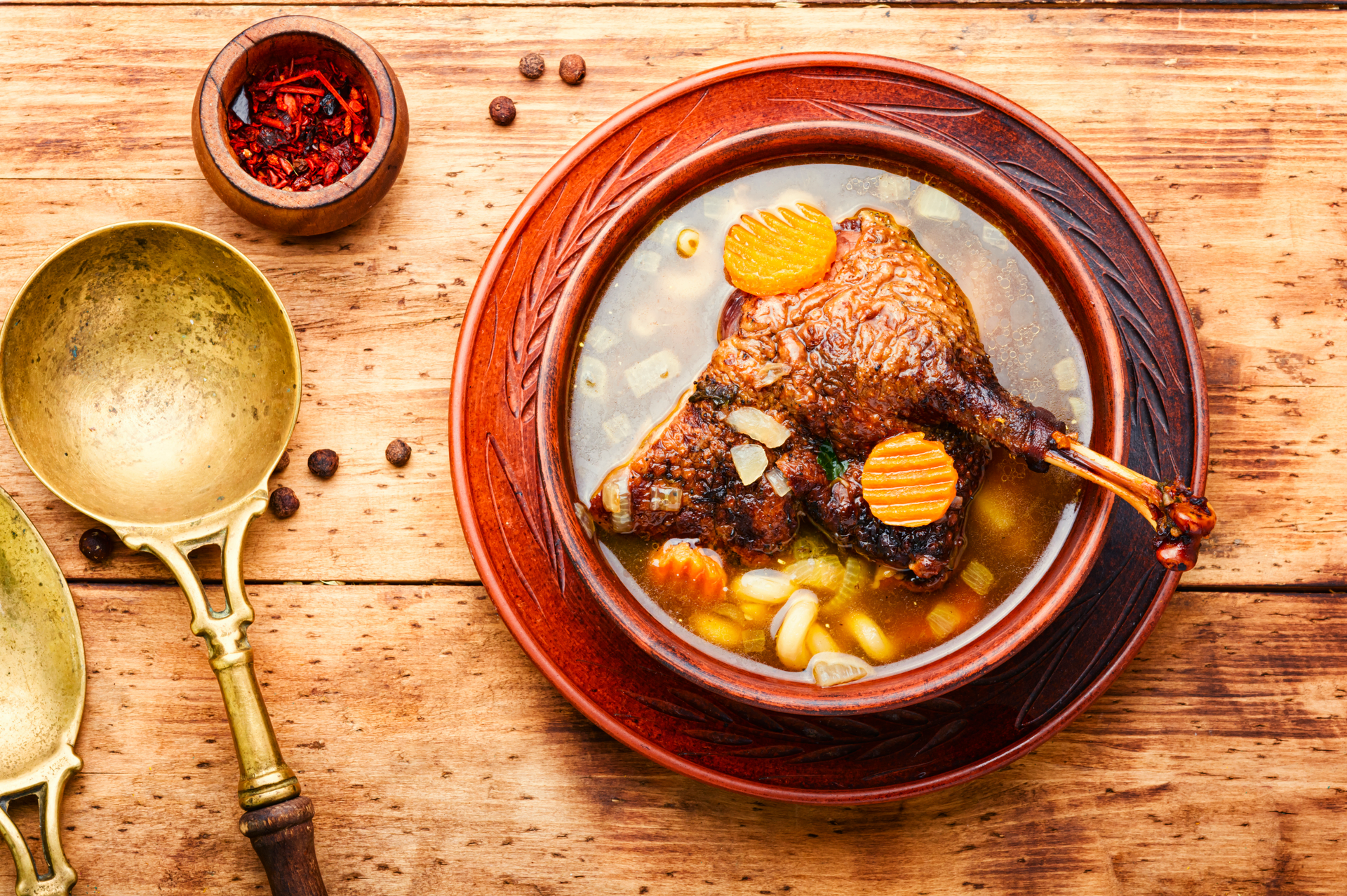 Golden Moroccan Saffron Lamb with Caramelized Onions — Main Course served and photographed from above