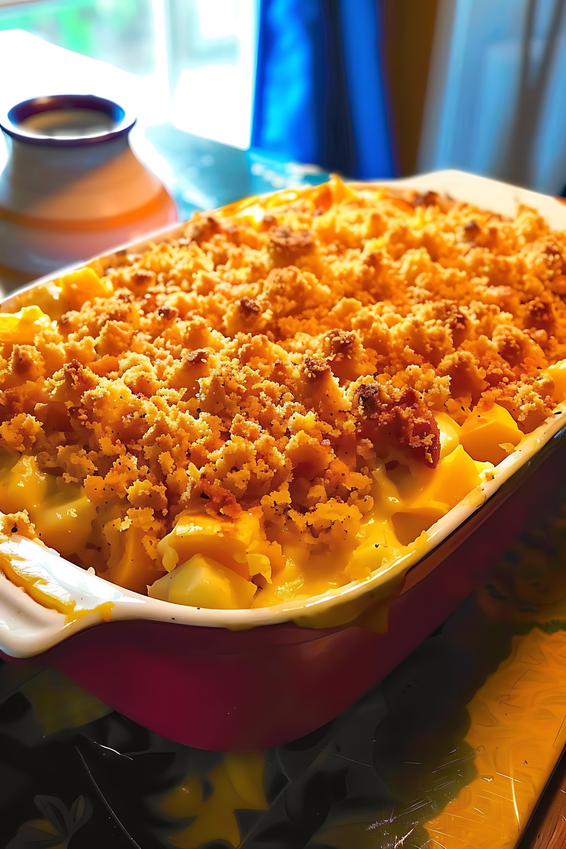 Hearty American Cornbread Chili Casserole with Cheddar Crumble