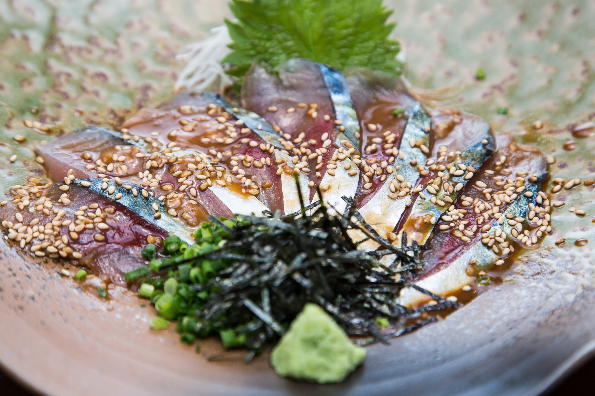 Herb-Crusted Icelandic Cod with Dried Seaweed Garnish — Main Course served and photographed from above