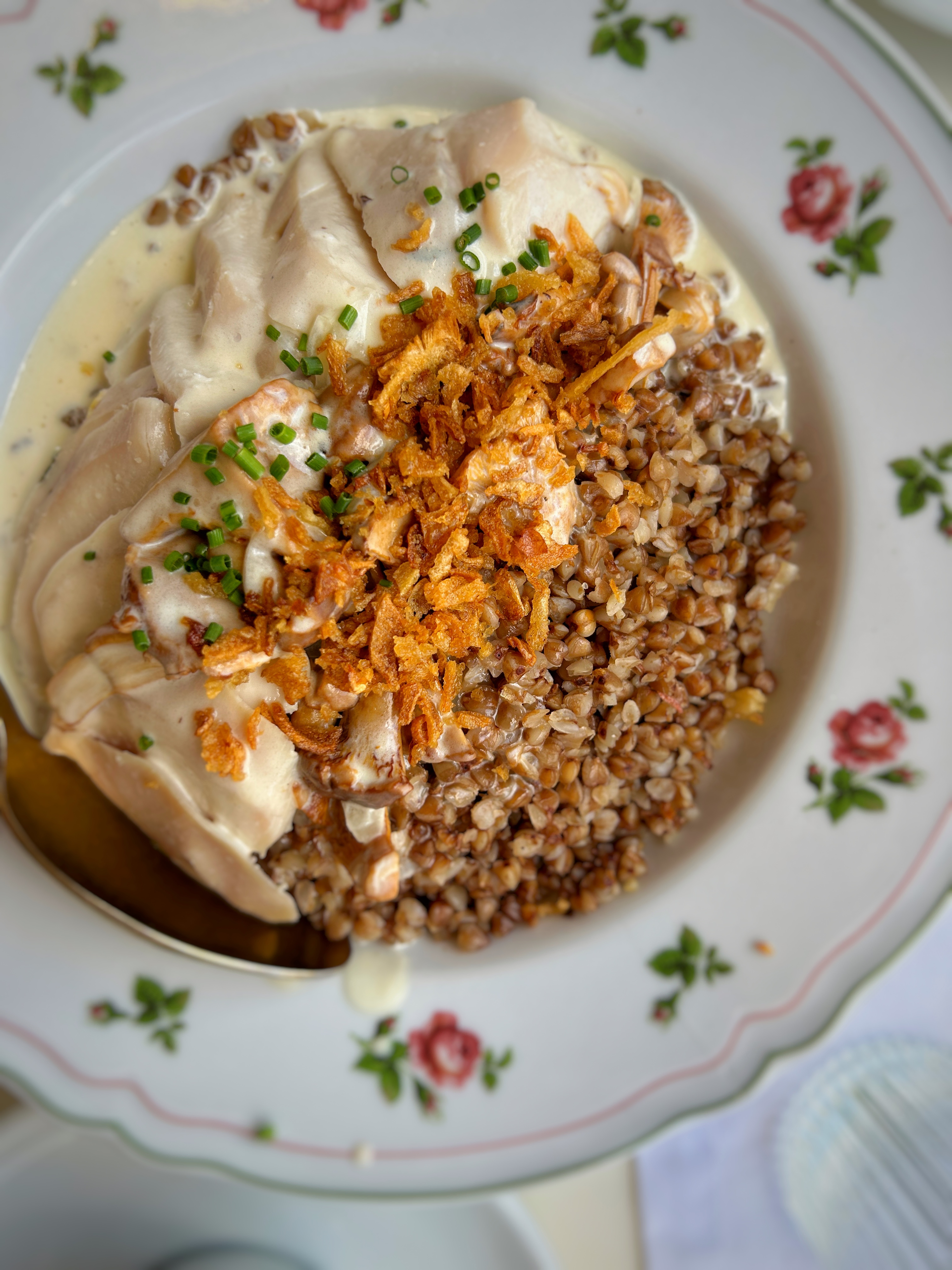 Overhead flat-lay of all ingredients for Herb-Infused Lebanese Mujadara with Sumac Onions laid out on a kitchen surface.
