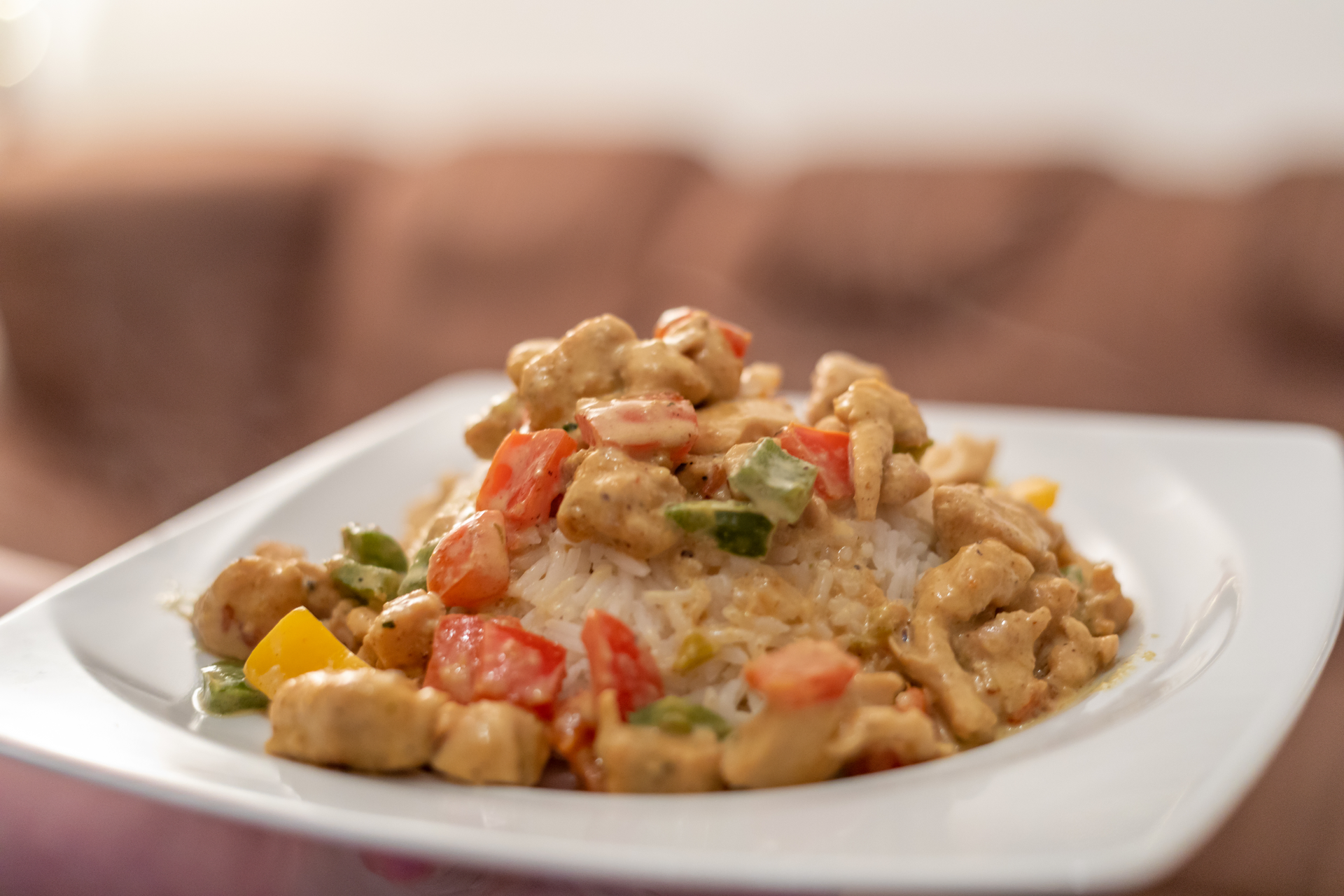 Indonesian Gado-Gado with Peanut Sauce — Main Course served and photographed from above