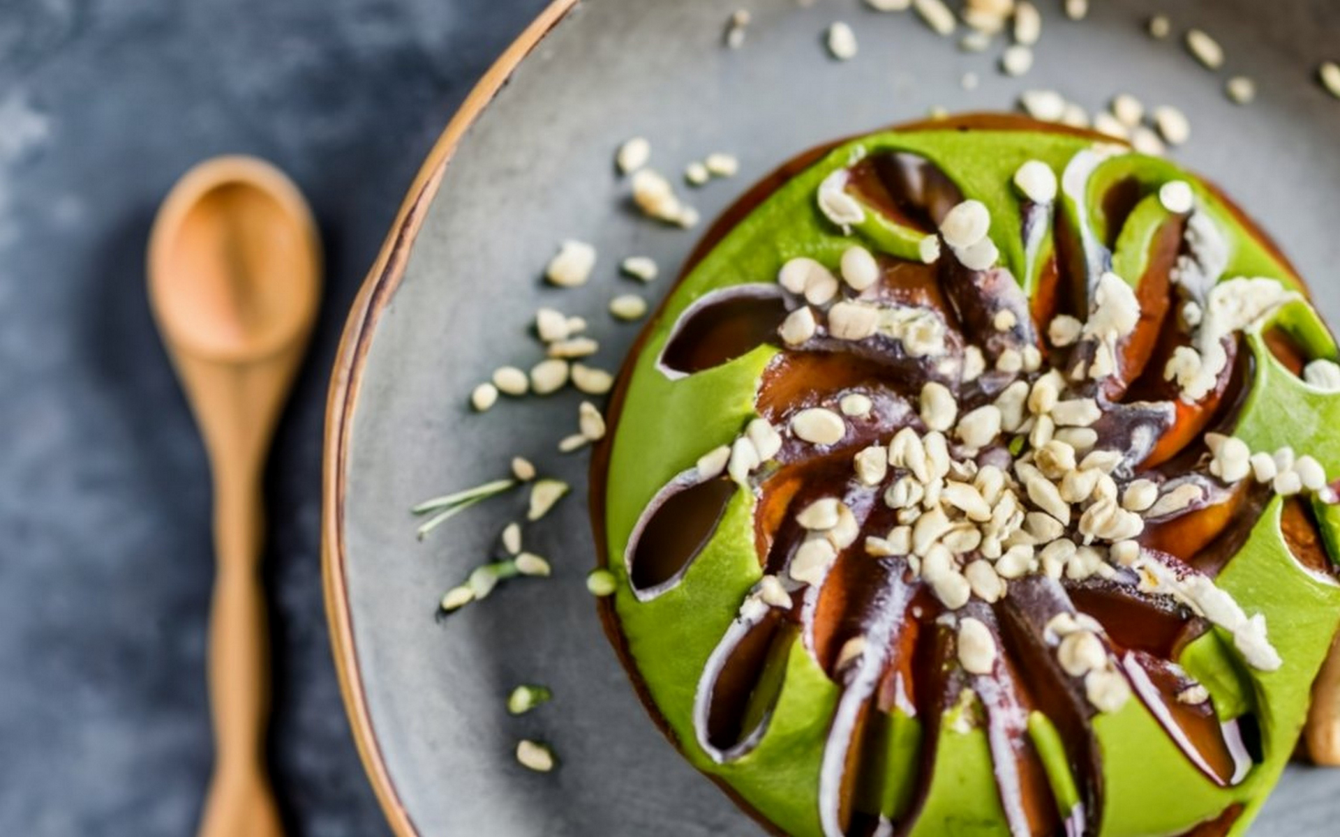 Indulgent Mexican Chocolate and Avocado Mousse with Chili Pepper Sprinkle — Dessert served and photographed from above
