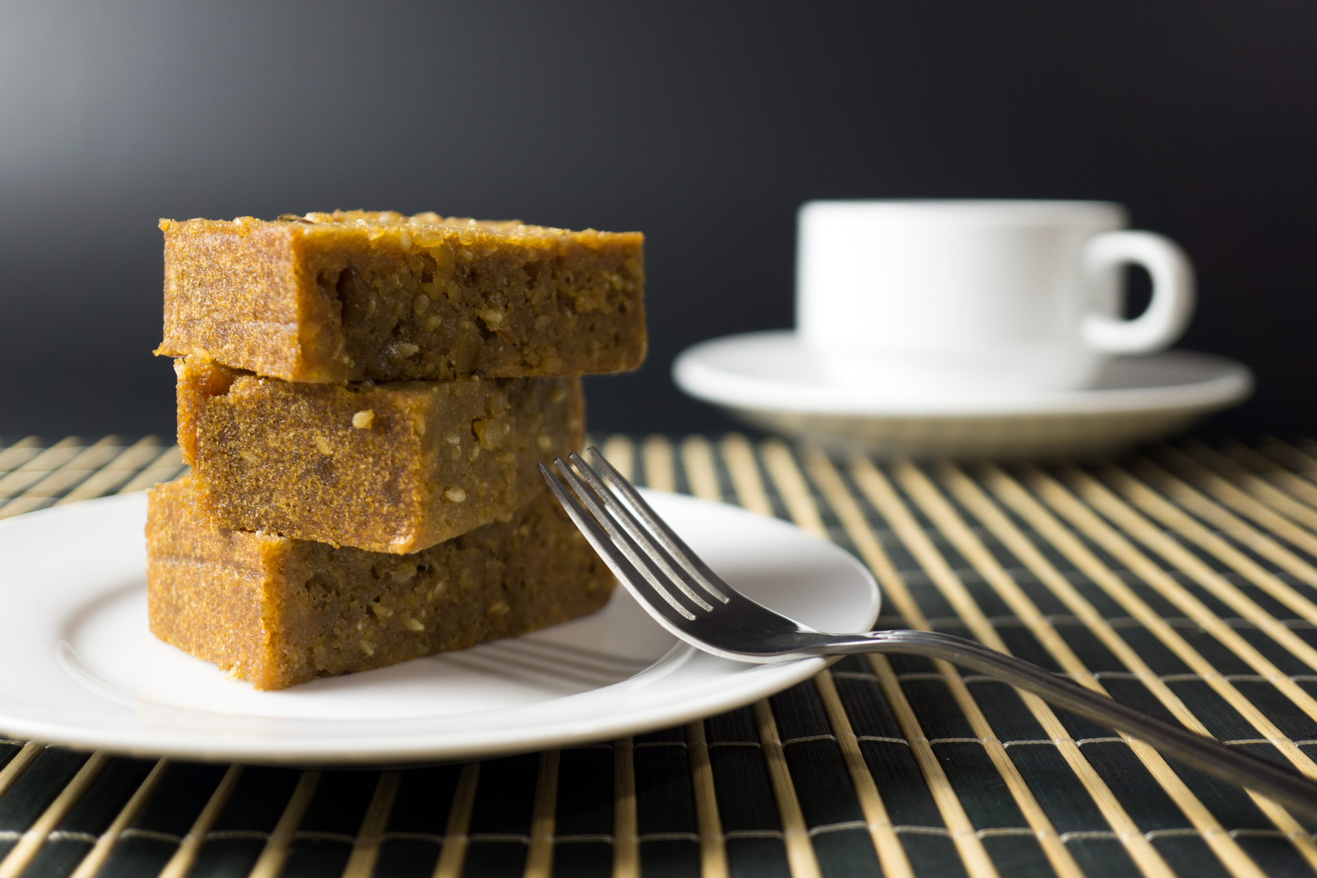 Overhead flat-lay of all ingredients for Irresistible Indian Mysore Pak laid out on a kitchen surface.