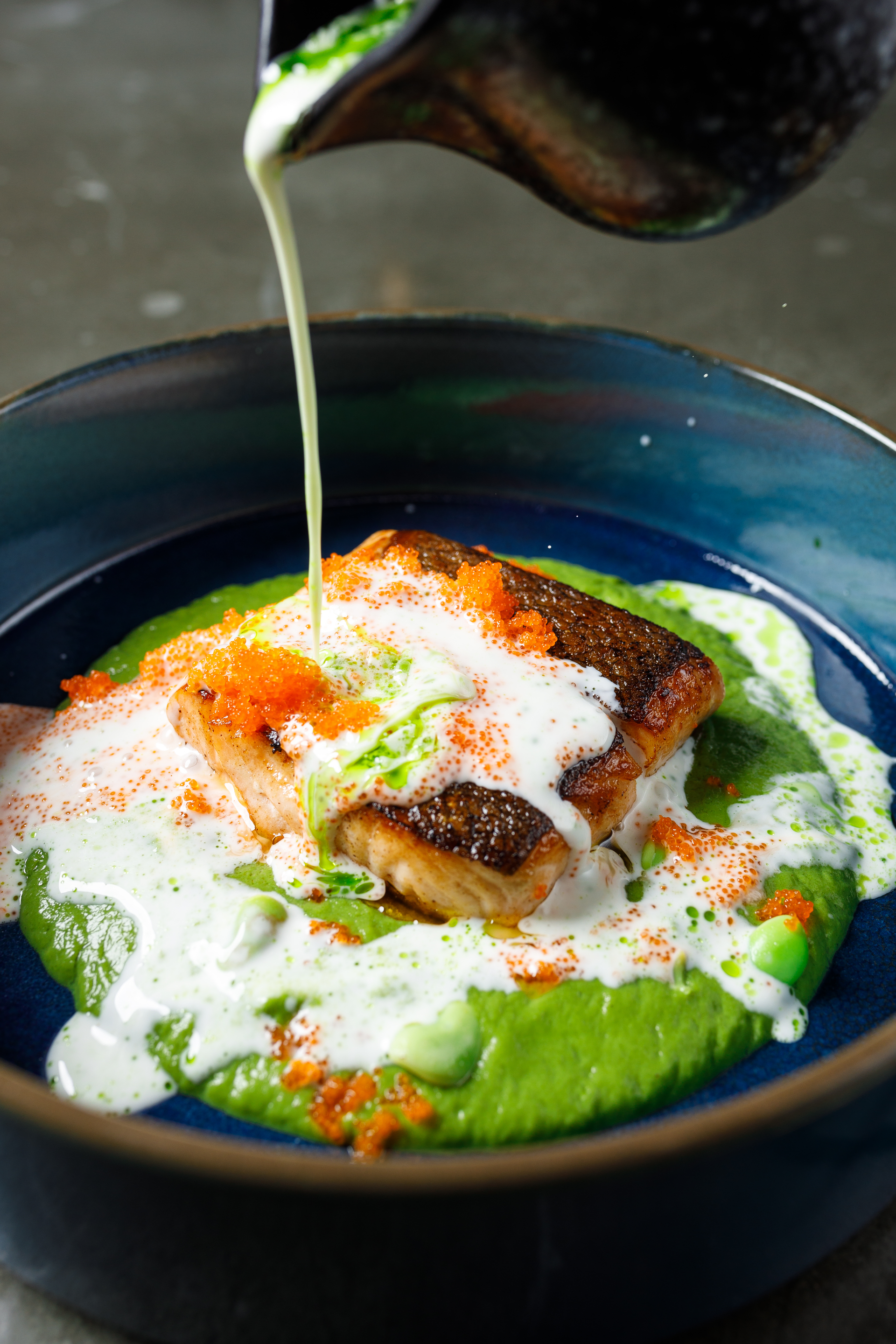 Jamaican Run Down with Coconut Milk and Fish — Main Course served and photographed from above