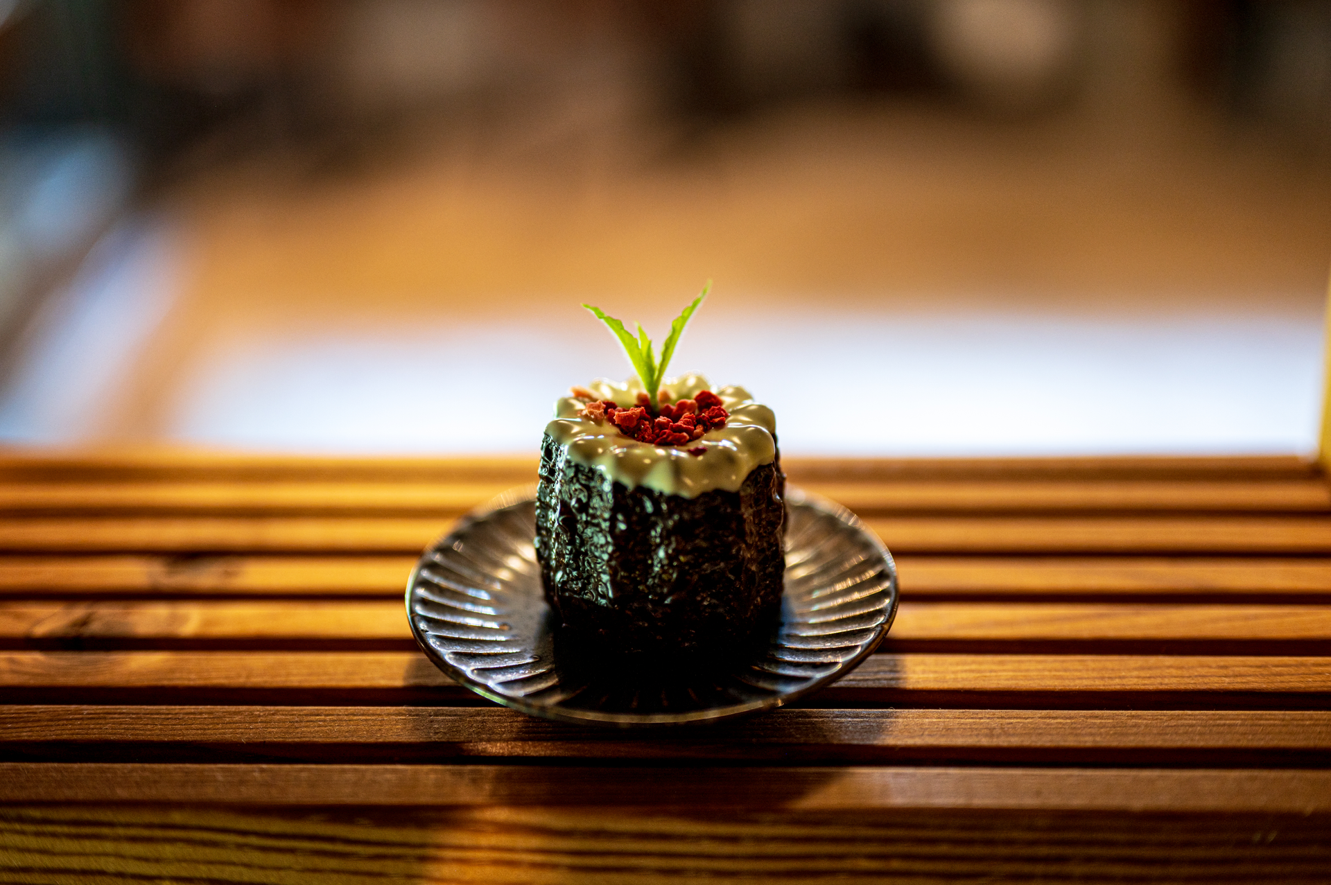 Japanese Black Sesame Panna Cotta with Matcha Sauce