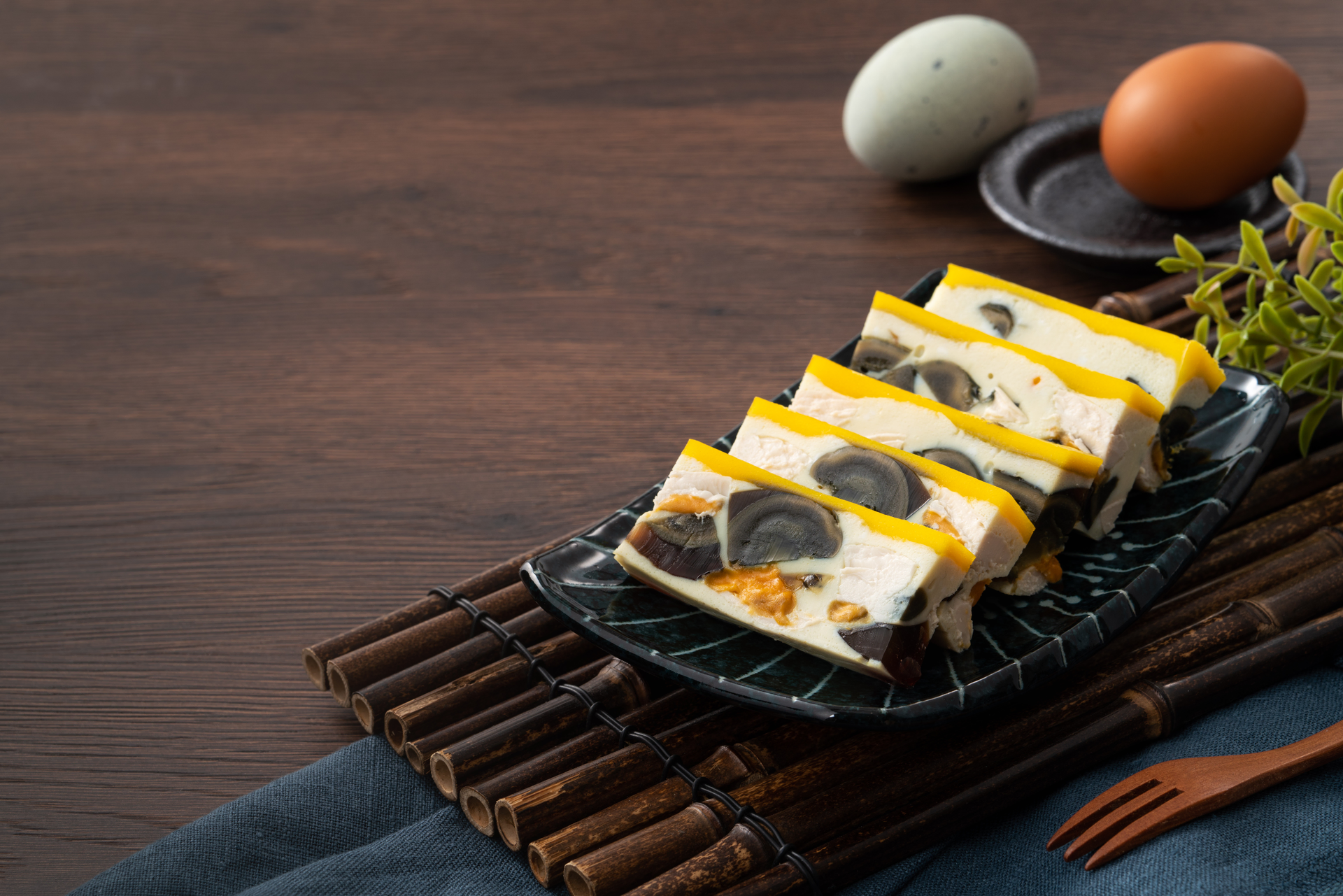 Korean Gyeran-Jangjorim with Soy-Glazed Eggs and Quail — Snack served and photographed from above