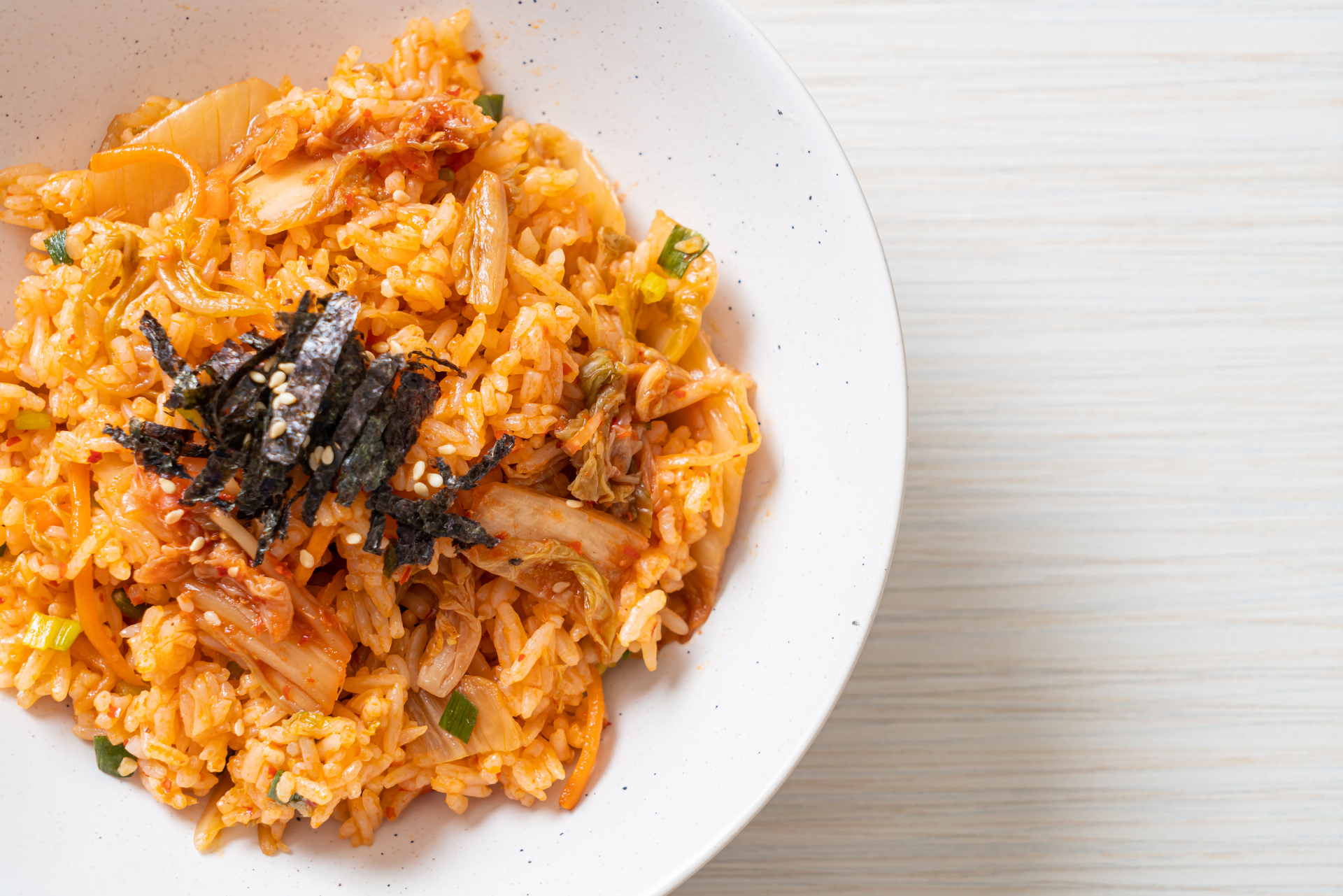 Korean Kimchi Fried Rice with Crunchy Seaweed