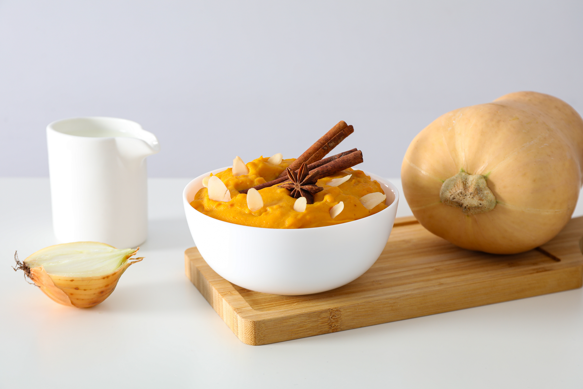 Korean Pumpkin Porridge (Hobakjuk) with Sweet Rice Ball Garnish