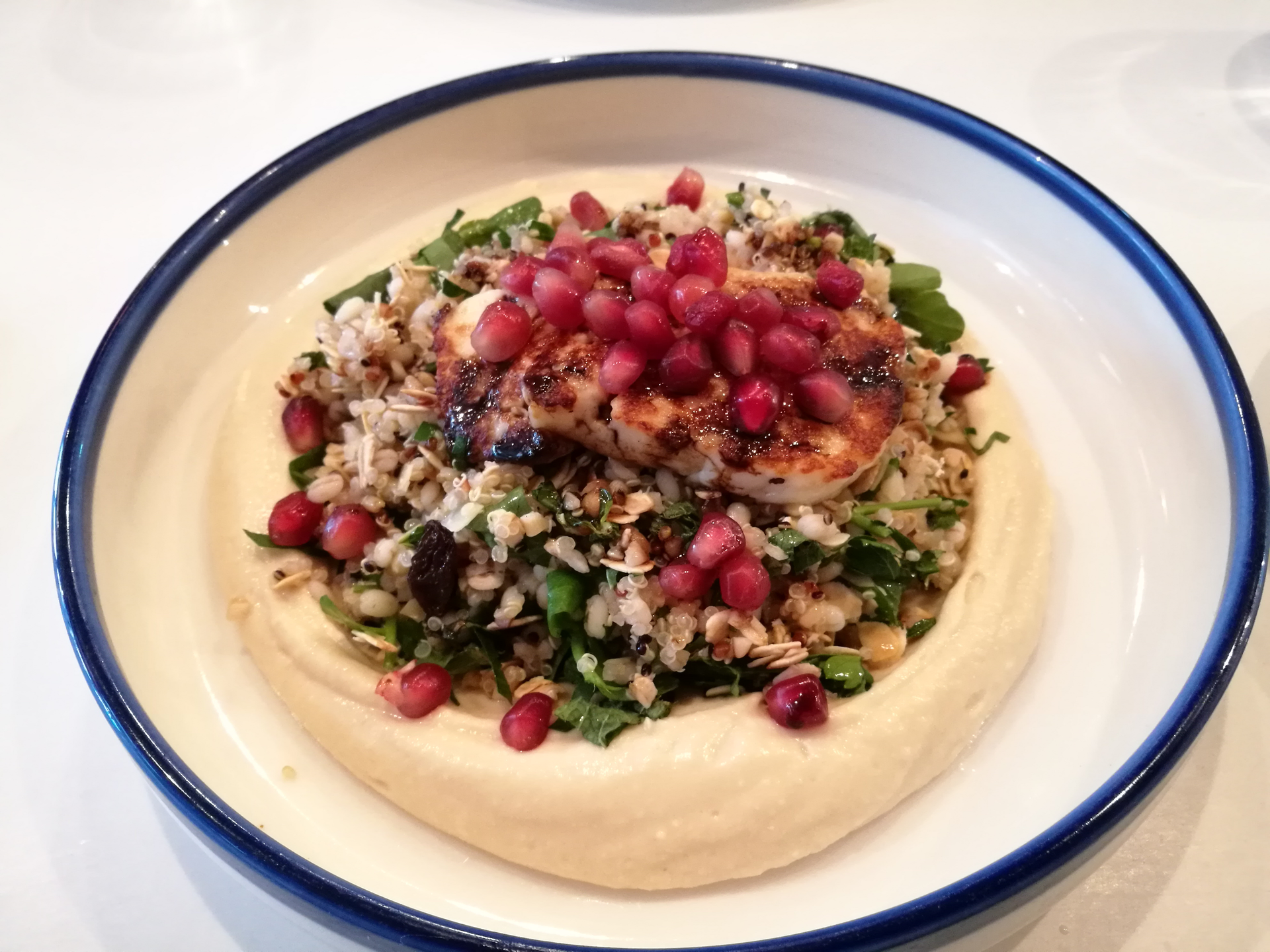 Lebanese Moghrabieh with Chicken and Chickpeas — Main Course served and photographed from above