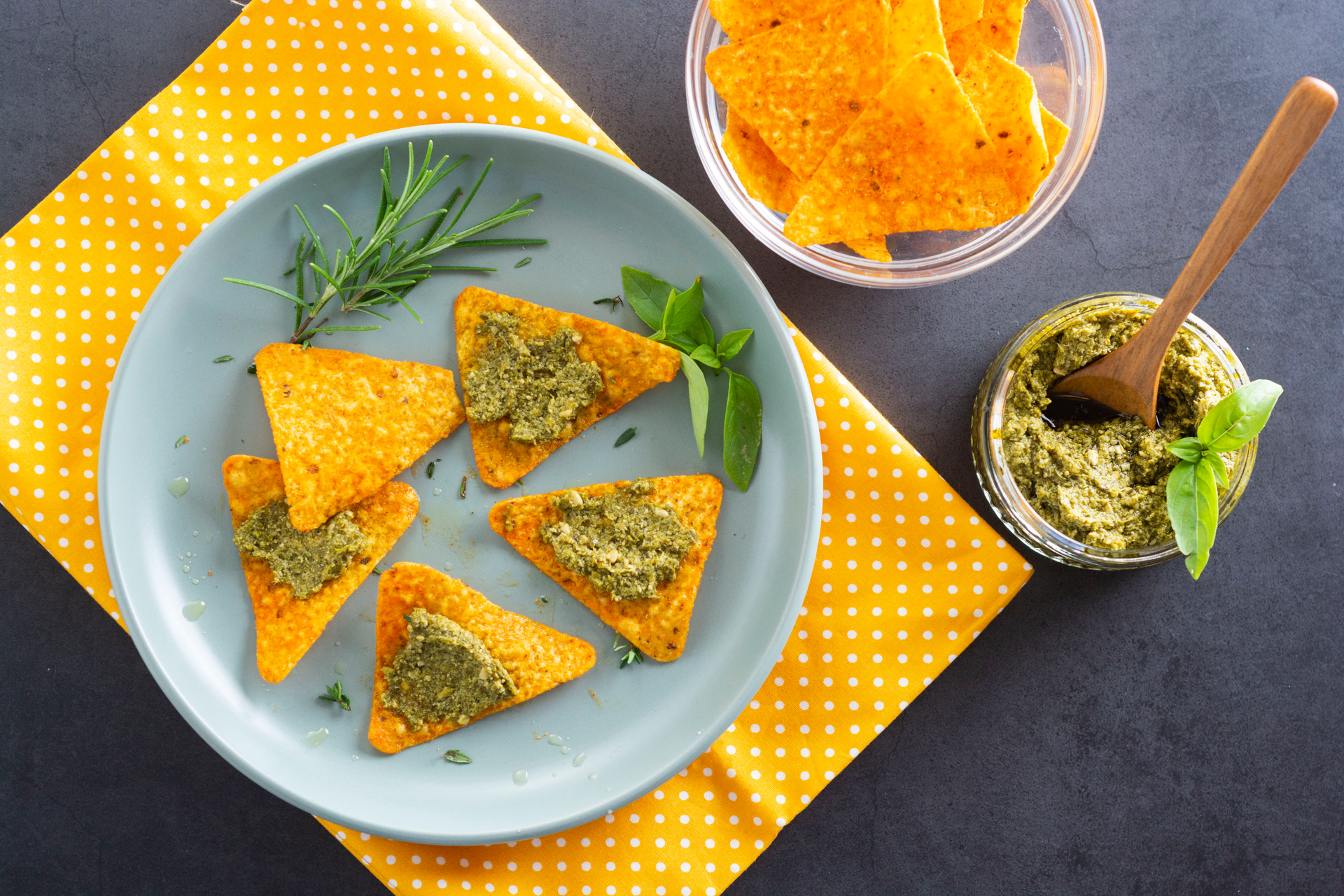 Lebanese Pumpkin Kibbeh with Tahini Herbal Sauce — Appetizer served and photographed from above