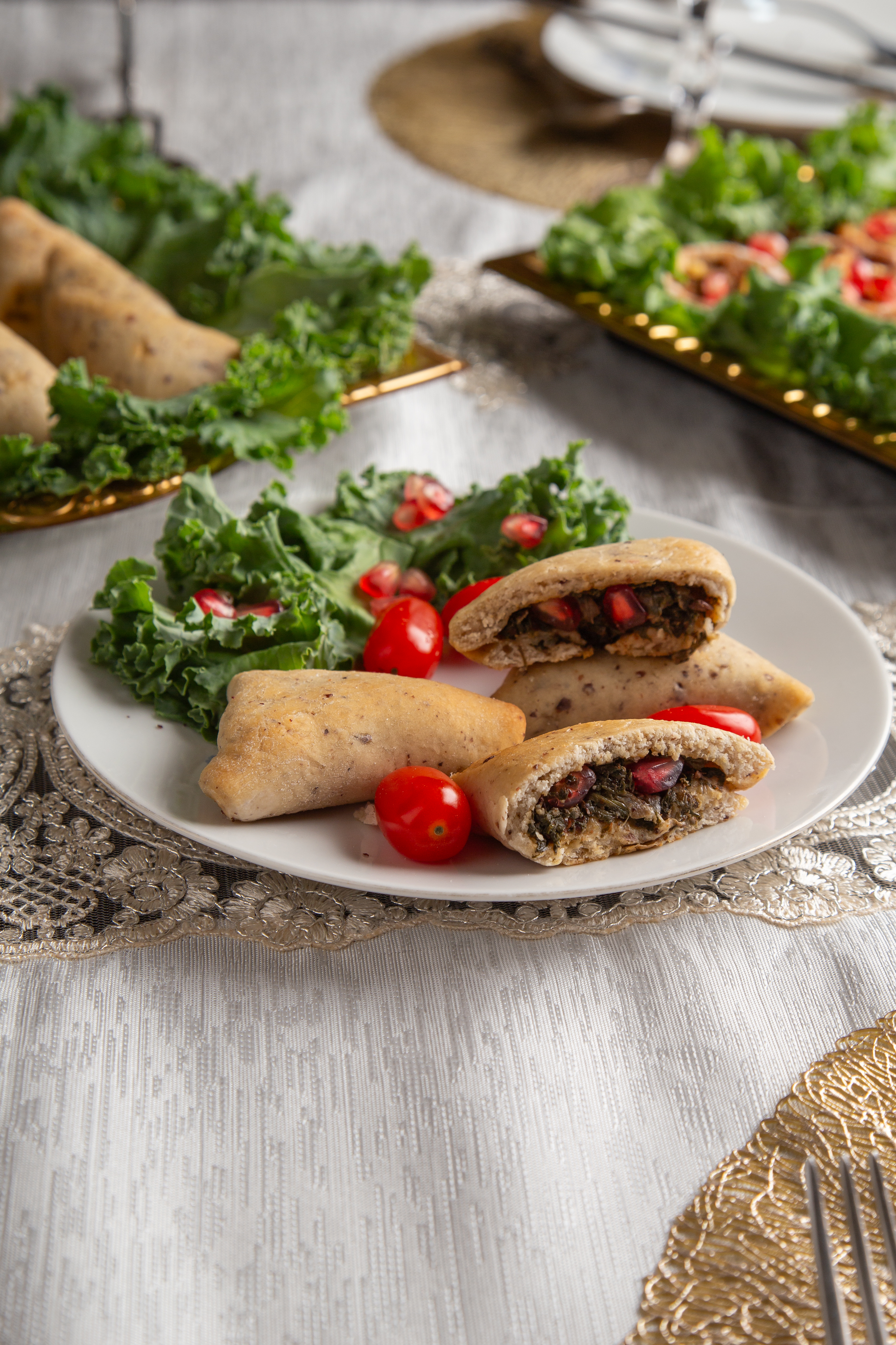 Lebanese Spiced Lentil Rolls with Sumac Yogurt Drizzle