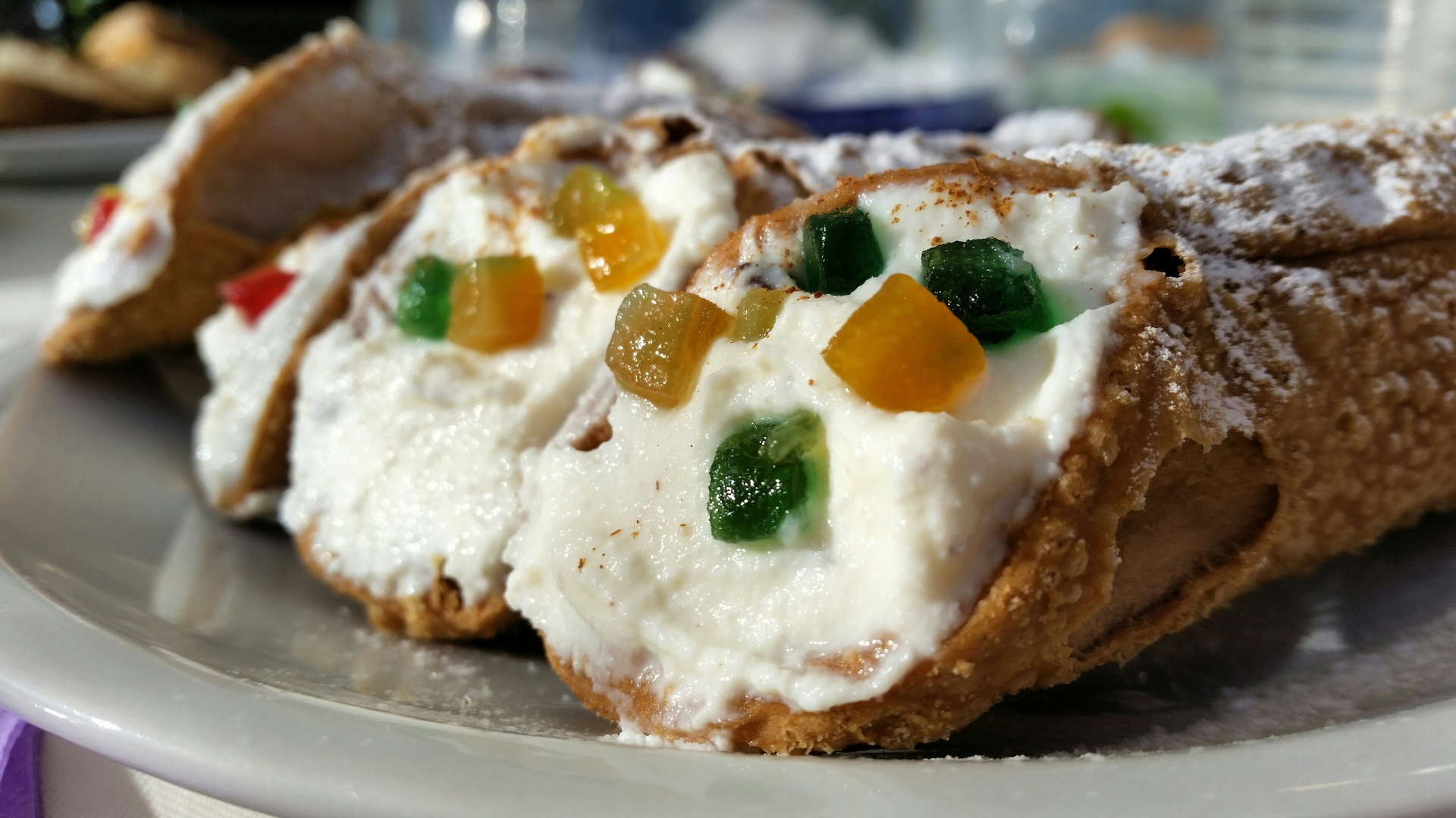 Luscious Spanish Pionono with Cream and Sultanas — Dessert served and photographed from above