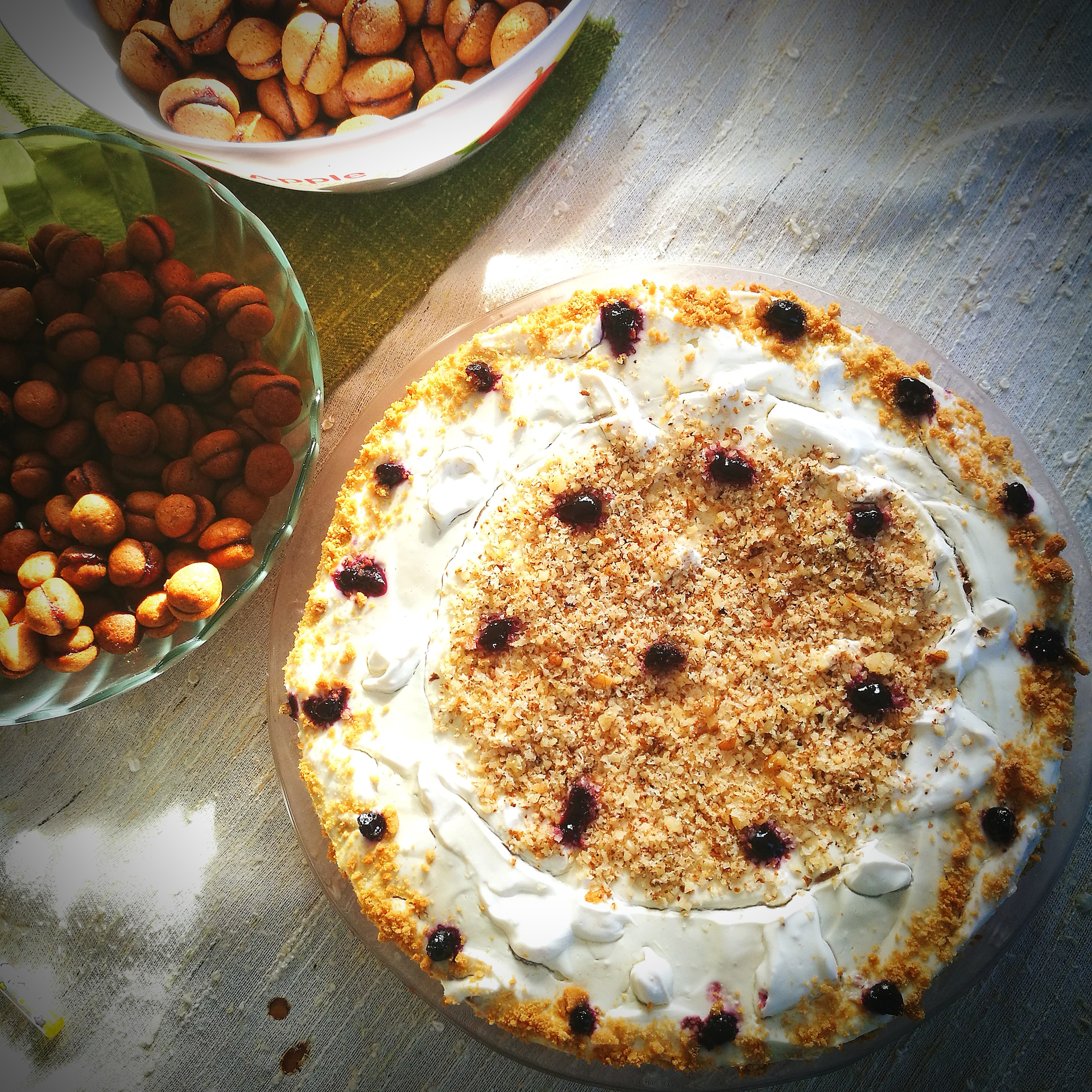 Overhead flat-lay of all ingredients for Lush Hawaiian Haupia Pie with Macadamia Nut Crust laid out on a kitchen surface.