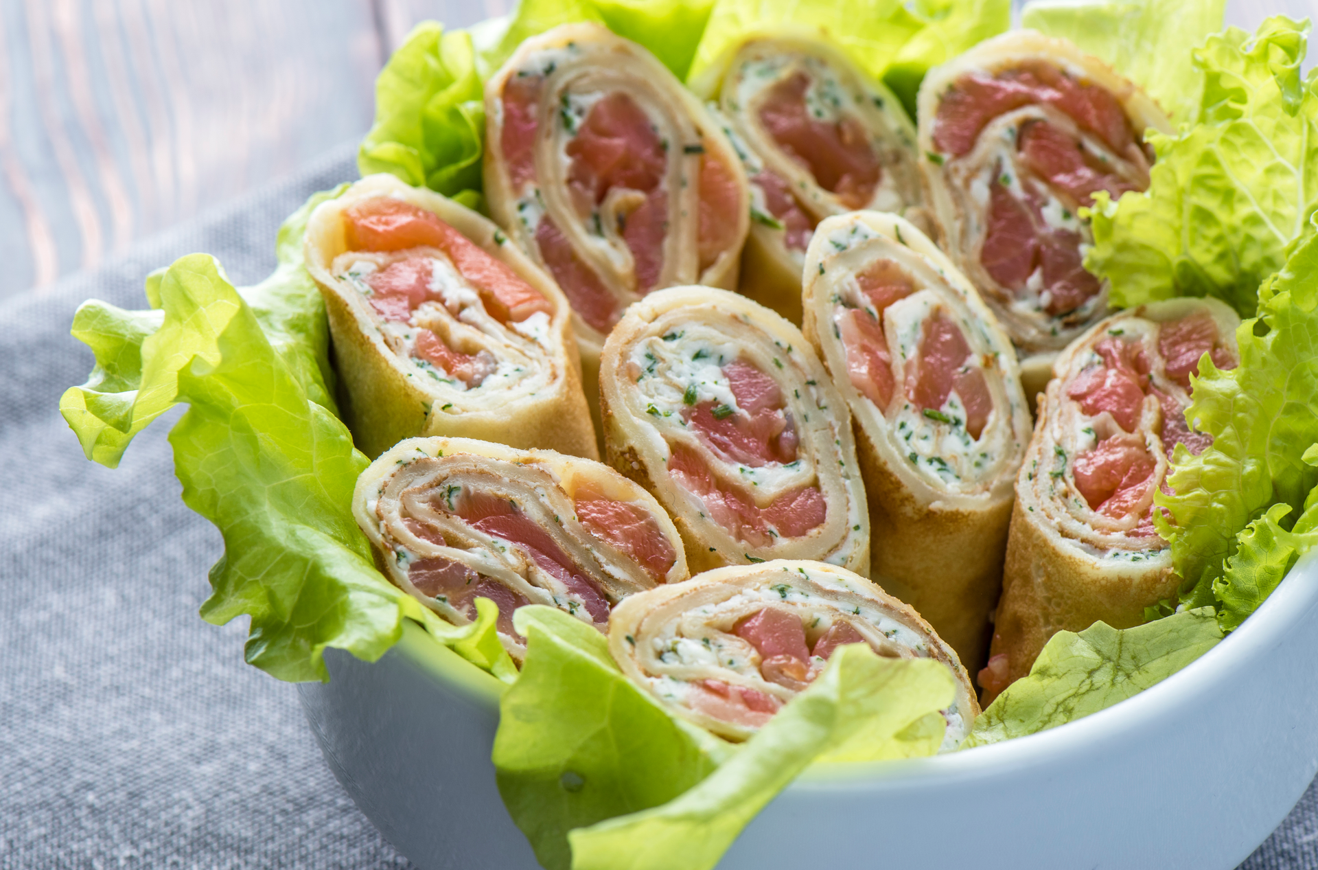 Lush Ukrainian Salo Roll with Garlic and Mustard — Appetizer served and photographed from above