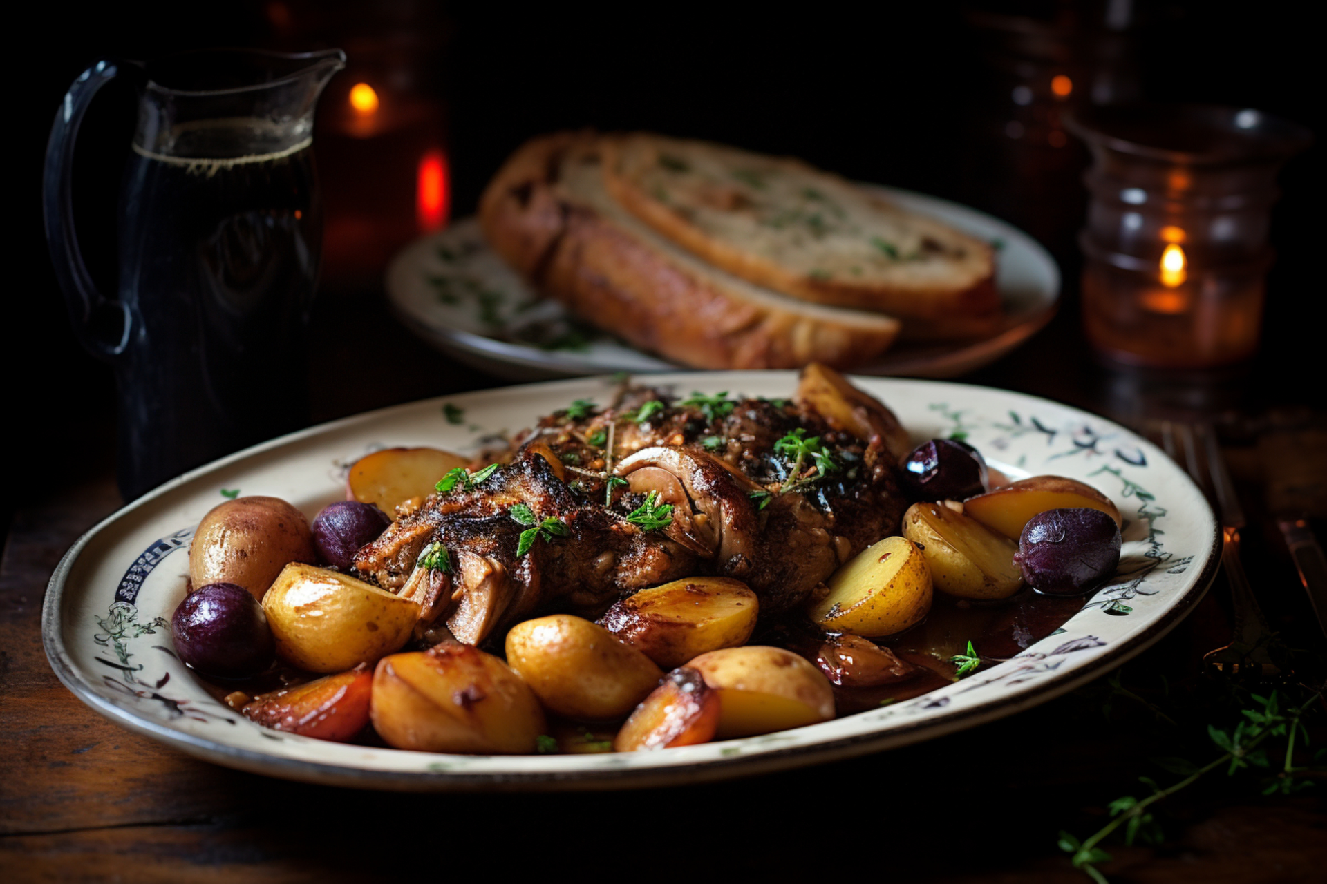 Luxurious French Duck Confit Poutine with Truffle Oil — Main Course served and photographed from above