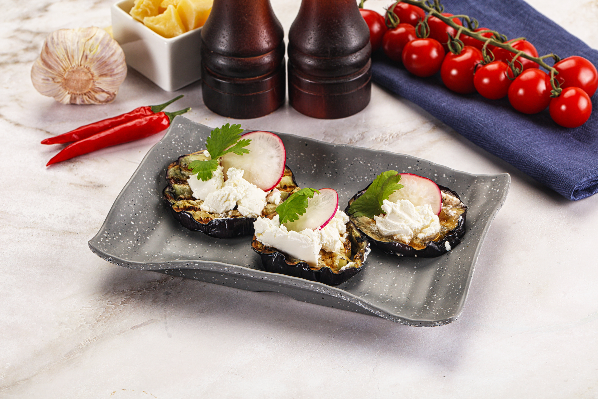 Mediterranean Eggplant Napoleon with Sun-dried Tomato Cream