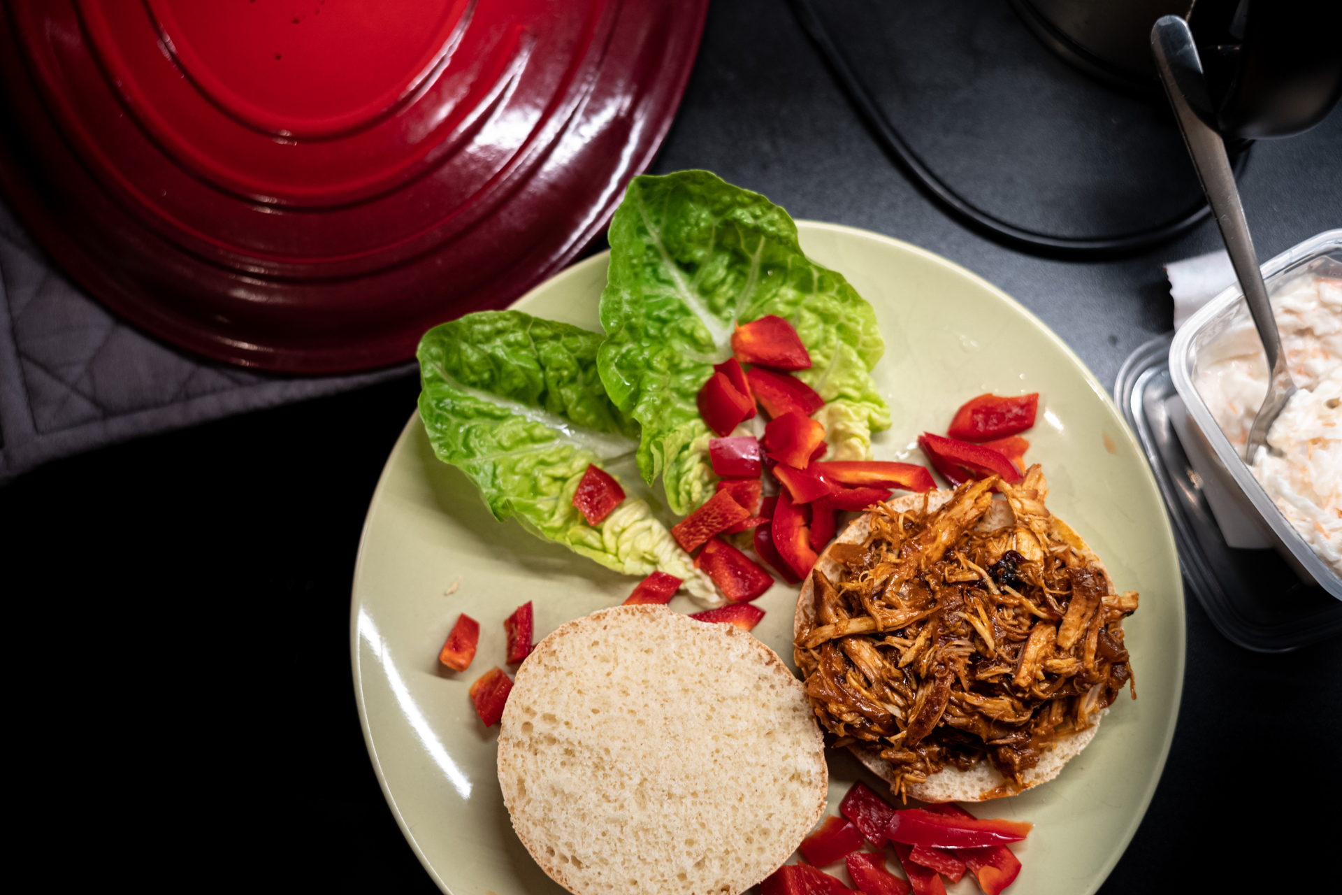 Mexican Tinga de Pollo with Chipotle Peppers — Main Course served and photographed from above