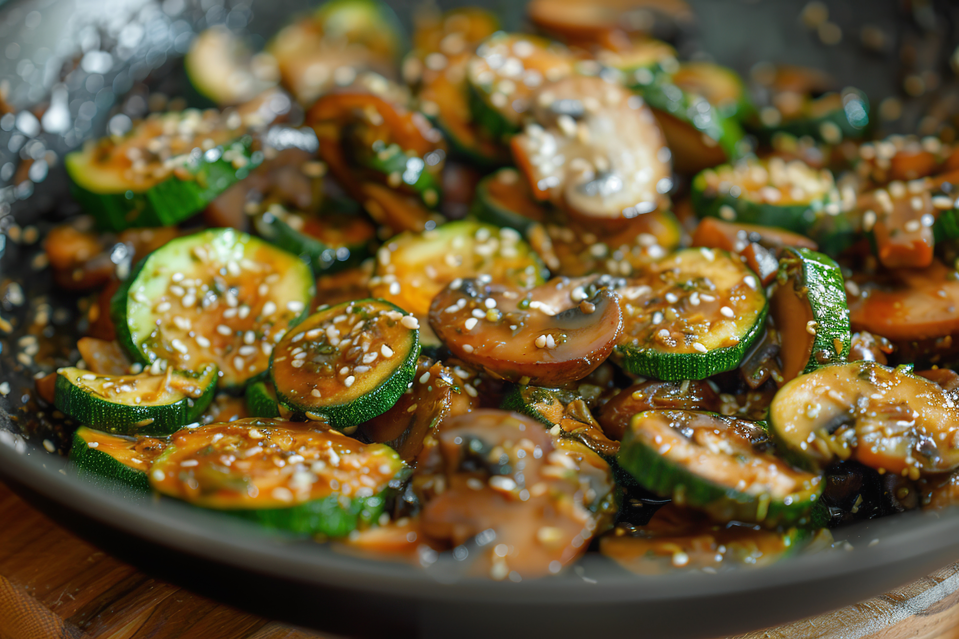Miso-Glazed Eggplant with Sesame Seeds and Scallions — Main Course served and photographed from above