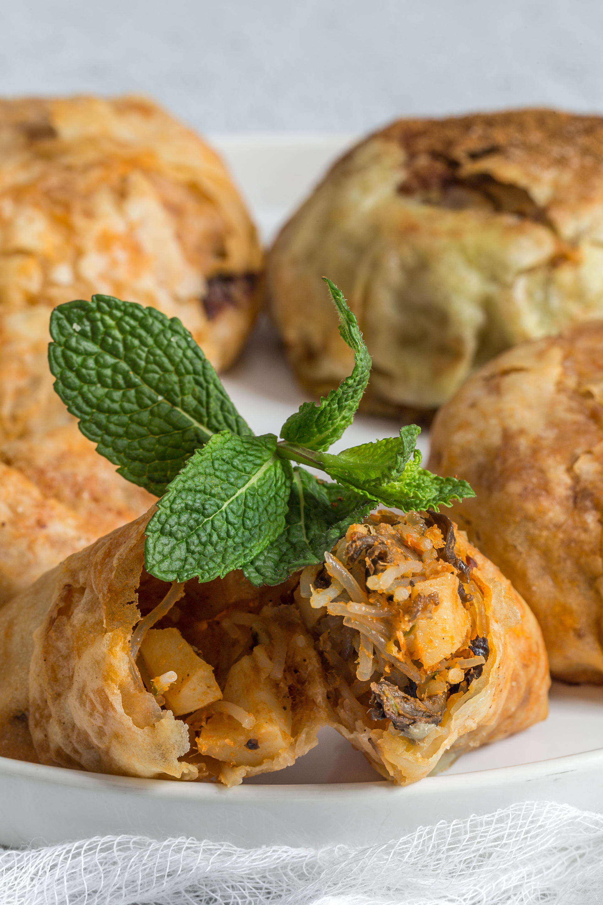 Moroccan Anise Briouats with Honey Glaze — Dessert served and photographed from above