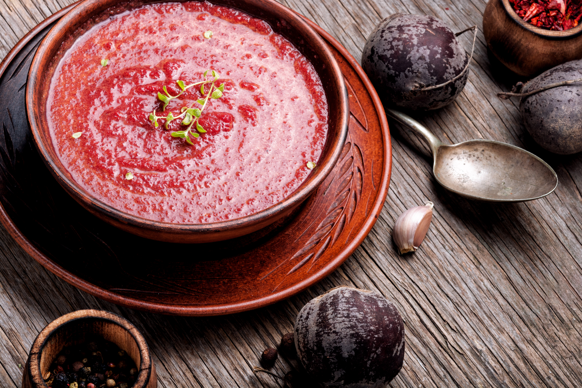 Moroccan Beetroot Fatteh with Preserved Lemons and Spice — Main Course served and photographed from above