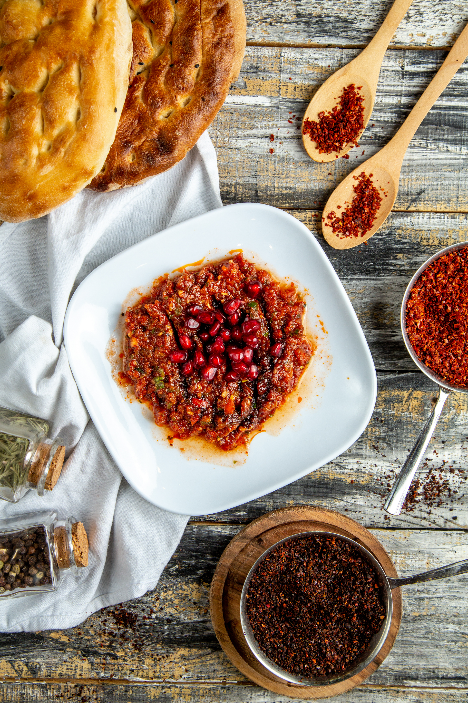 Moroccan Zaalouk with Roasted Peppers and Paprika — Appetizer served and photographed from above
