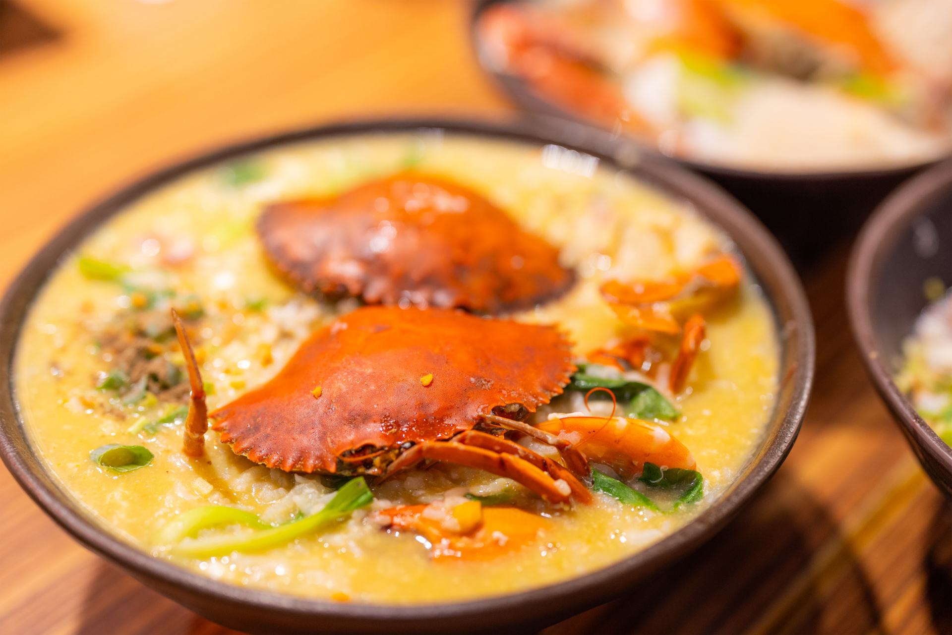 Mozambique Curry Crab Soup with Coconut Ginger — Soup served and photographed from above