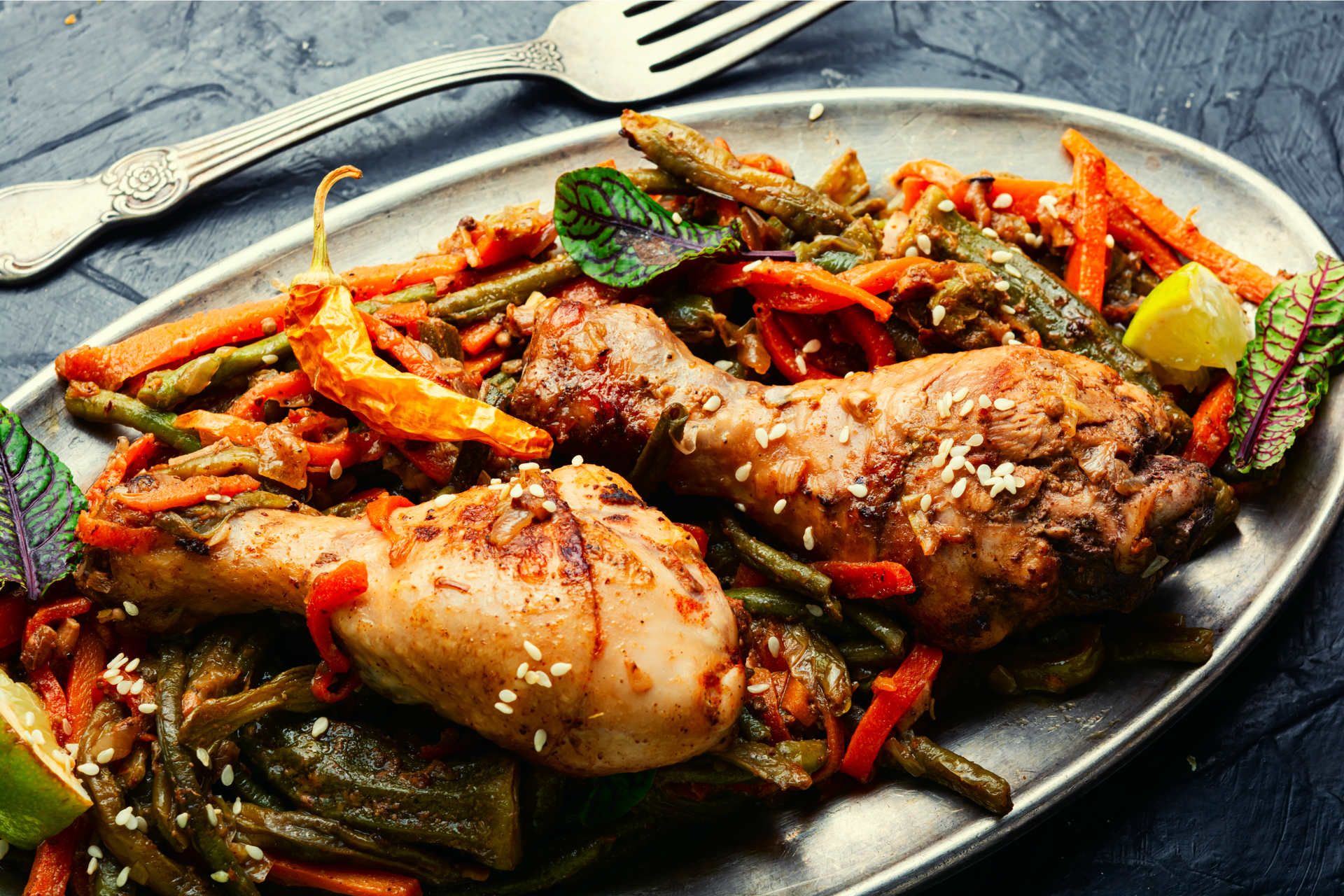 Nigerian Jollof Orzo with Bell Peppers and Chicken
