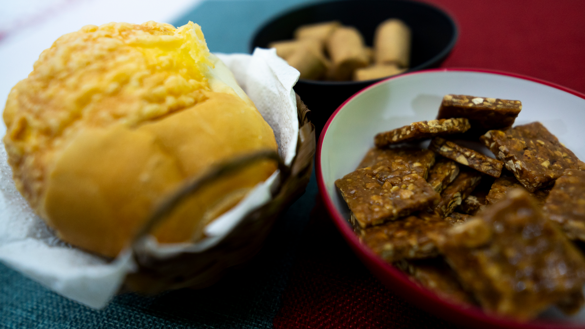 Overhead flat-lay of all ingredients for Nigerian Plantain Fufu with Egusi Chicken Soup laid out on a kitchen surface.